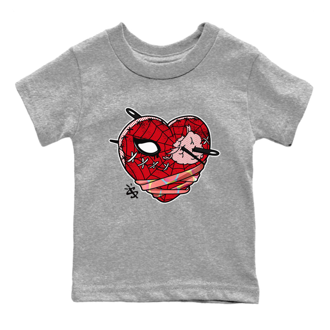 Air Jordan 1 Spider Man Sneaker Match Tees Hurt Heart Sneaker Release Tees Spider-Man: Across the Spider-Verse x Air Jordan 1 Sneaker Release Tees Kids Shirts Heather Grey 2