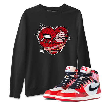 Air Jordan 1 Spider Man Sneaker Match Tees Hurt Heart Sneaker Release Tees Spider-Man: Across the Spider-Verse x Air Jordan 1 Sneaker Release Tees Unisex Shirts Black 1