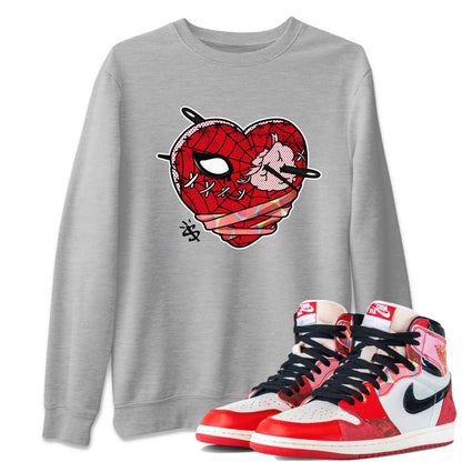 Air Jordan 1 Spider Man Sneaker Match Tees Hurt Heart Sneaker Release Tees Spider-Man: Across the Spider-Verse x Air Jordan 1 Sneaker Release Tees Unisex Shirts Heather Grey 1