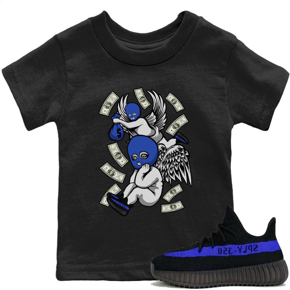Yeezy 350 Dazzling Blue Shirt To Match Jordans Hustle Angels Sneaker Tees Yeezy 350 Dazzling Blue Drip Gear Zone Sneaker Matching Clothing Kids Shirts