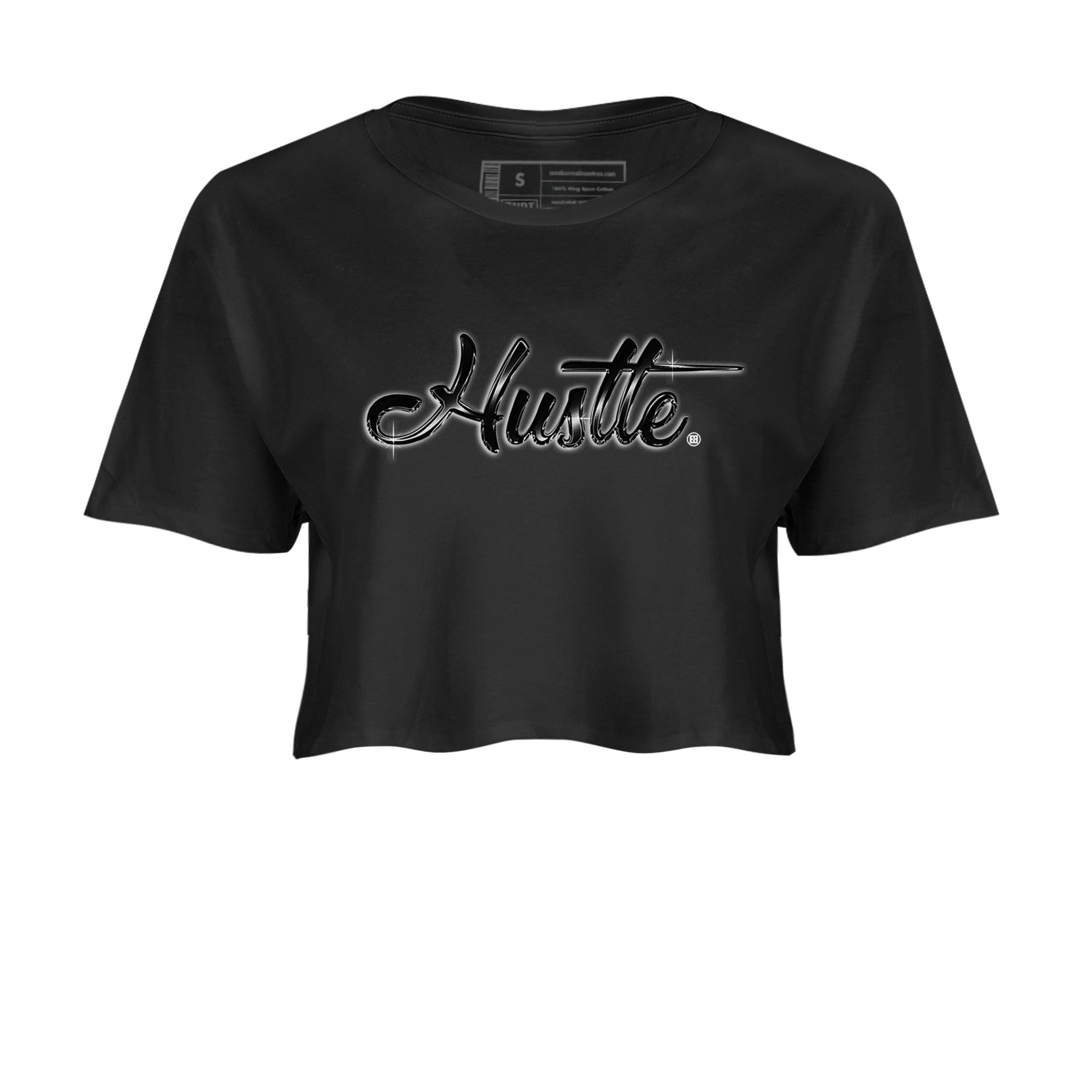 AJ11 Gratitude sneaker shirt to match jordans Hustle Chrome sneaker tees Air Jordan 11 Gratitude Drip Gear Zone Black 2 Crop T-Shirt