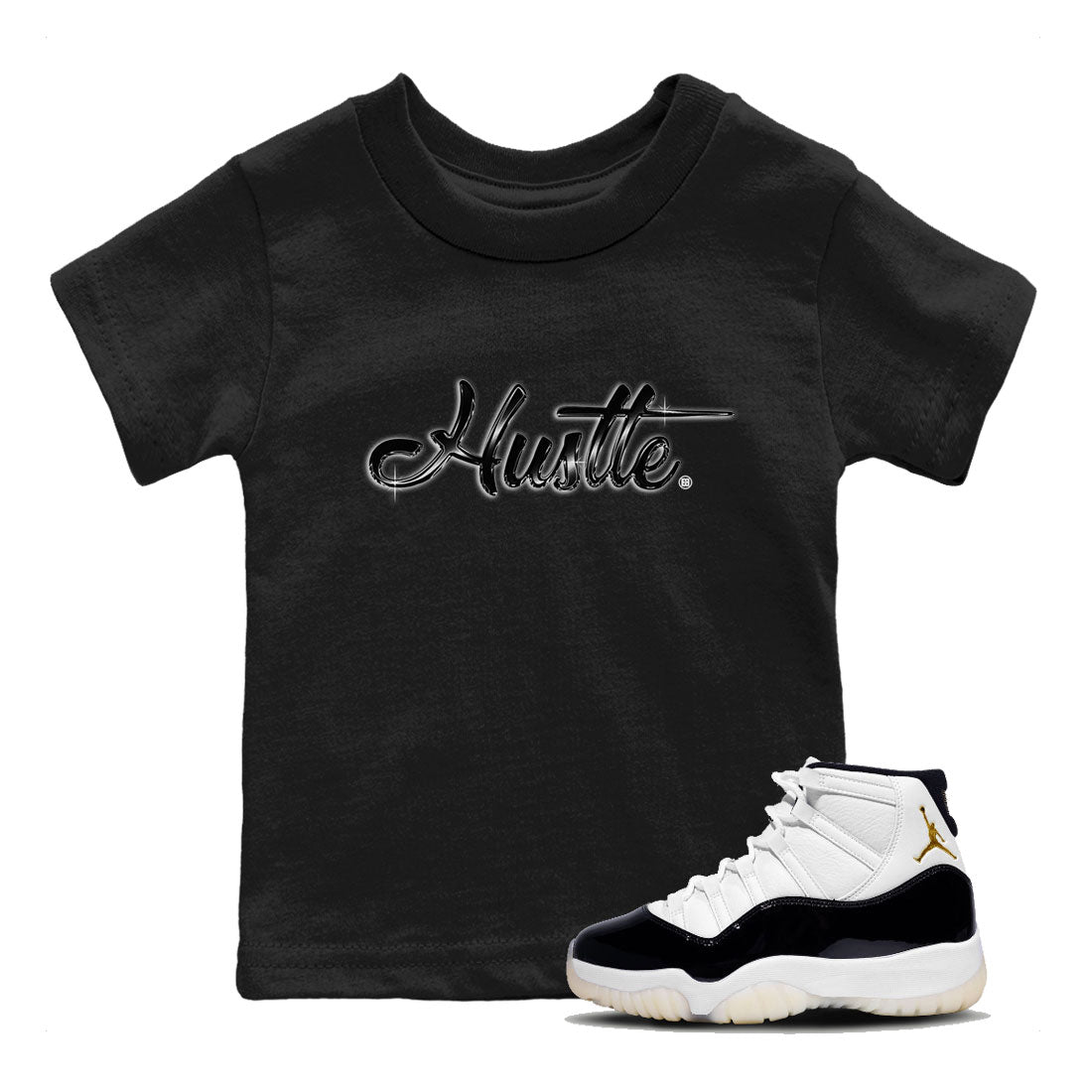 AJ11 Gratitude sneaker shirt to match jordans Hustle Chrome sneaker tees Air Jordan 11 Gratitude Drip Gear Zone Baby Toddler Black 1 T-Shirt