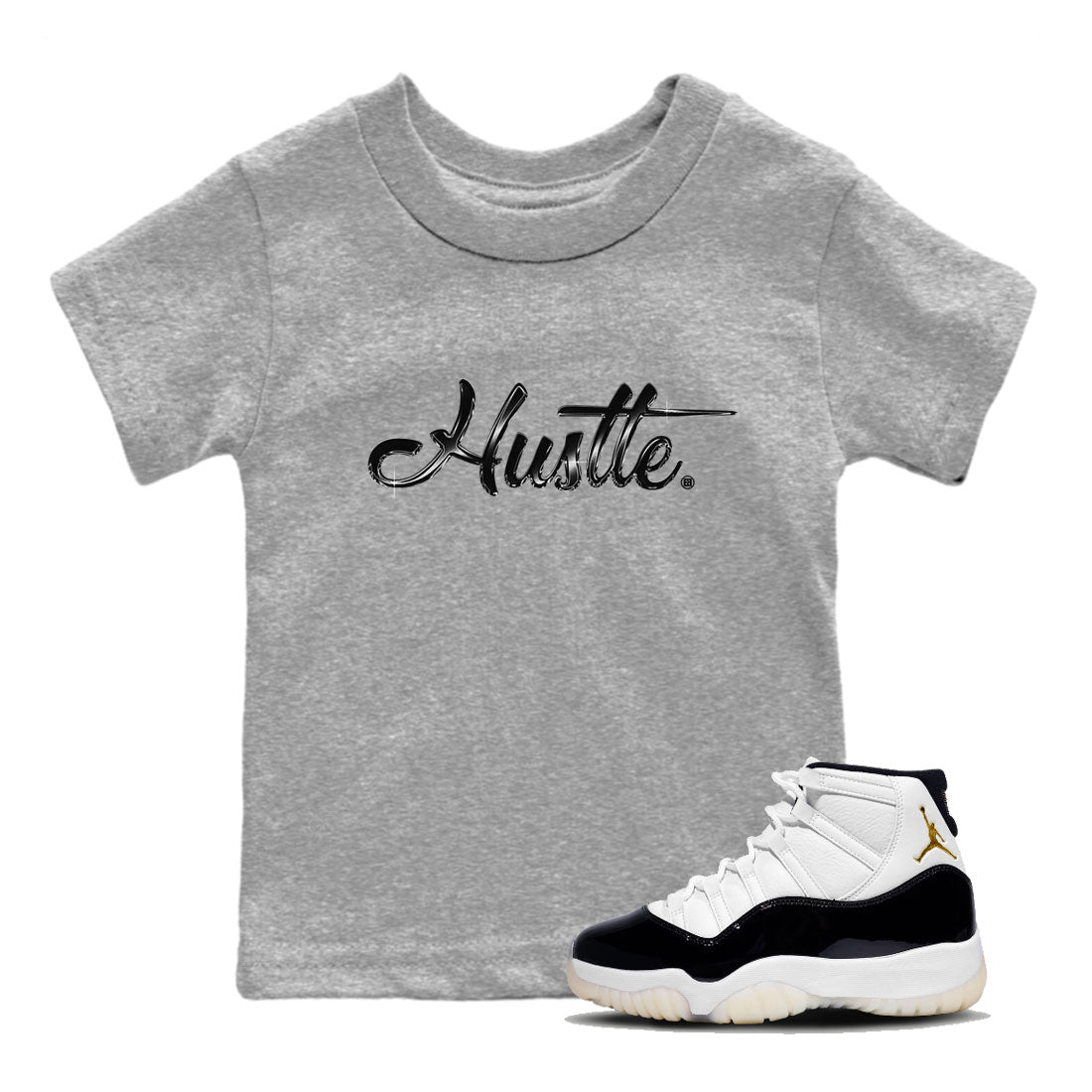 AJ11 Gratitude sneaker shirt to match jordans Hustle Chrome sneaker tees Air Jordan 11 Gratitude Drip Gear Zone Baby Toddler Heather Grey 1 T-Shirt