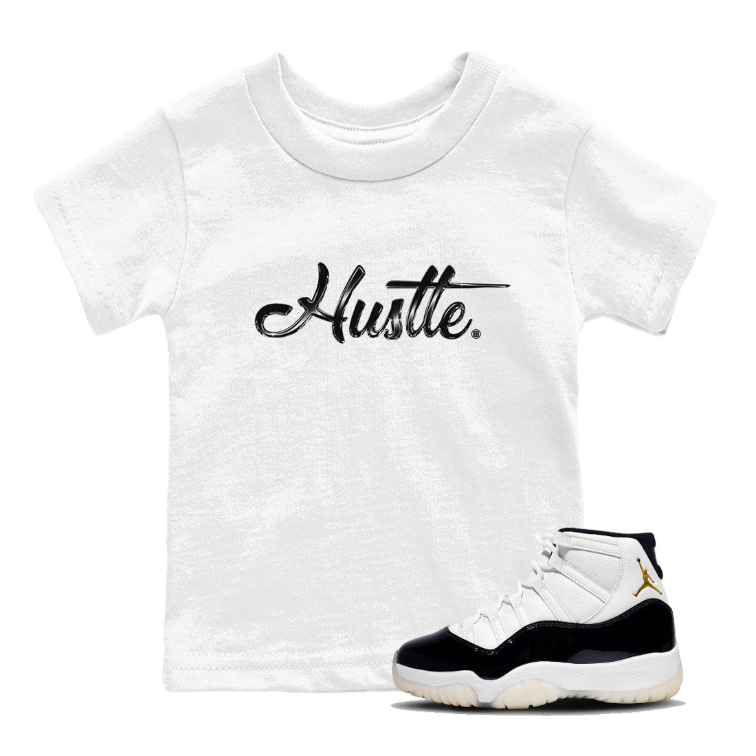 AJ11 Gratitude sneaker shirt to match jordans Hustle Chrome sneaker tees Air Jordan 11 Gratitude Drip Gear Zone Baby Toddler White 1 T-Shirt