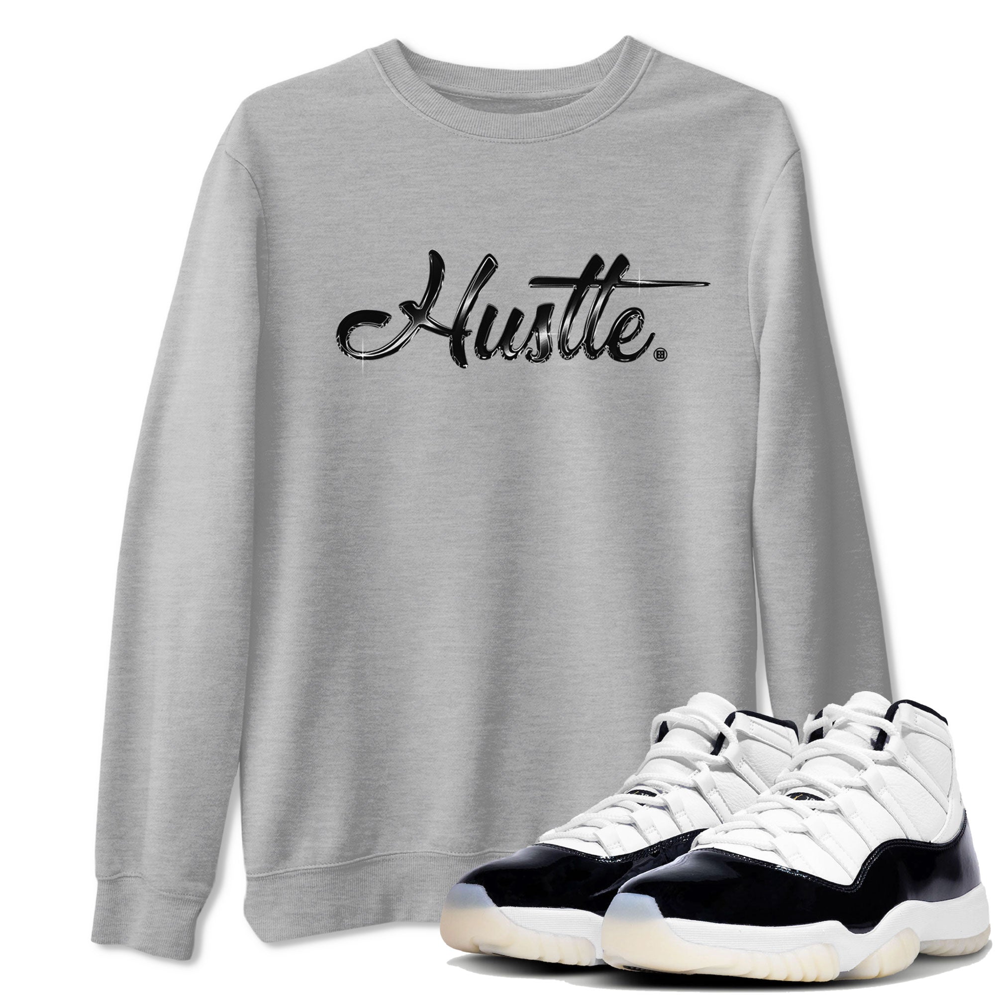 AJ11 Gratitude sneaker shirt to match jordans Hustle Chrome sneaker tees Air Jordan 11 Gratitude Drip Gear Zone Crew Neck unisex crew neck cotton Sneaker T-Shirt Heather Grey 1 T-Shirt