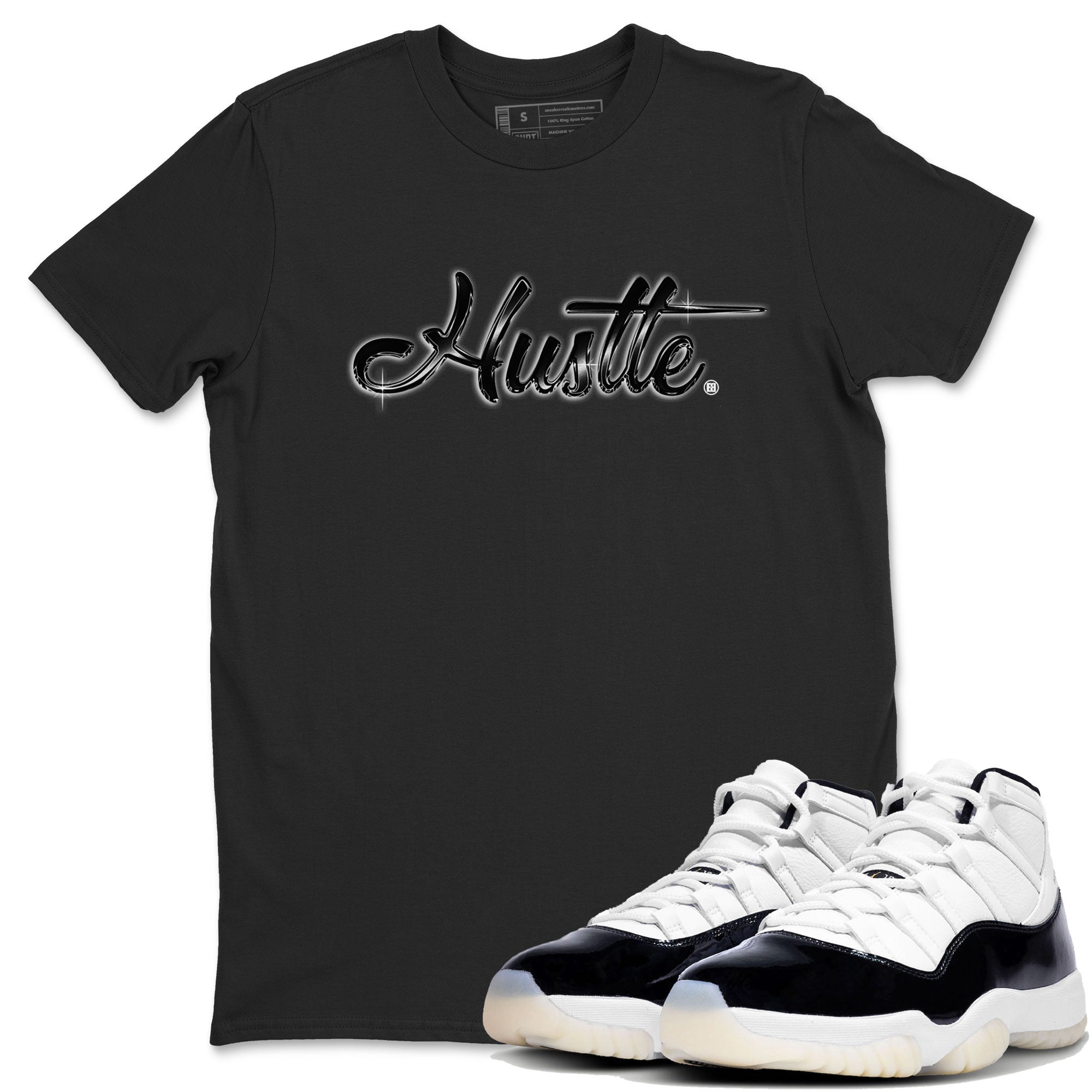 AJ11 Gratitude sneaker shirt to match jordans Hustle Chrome sneaker tees Air Jordan 11 Gratitude Drip Gear Zone Crew Neck unisex crew neck cotton Sneaker T-Shirt Black 1 T-Shirt