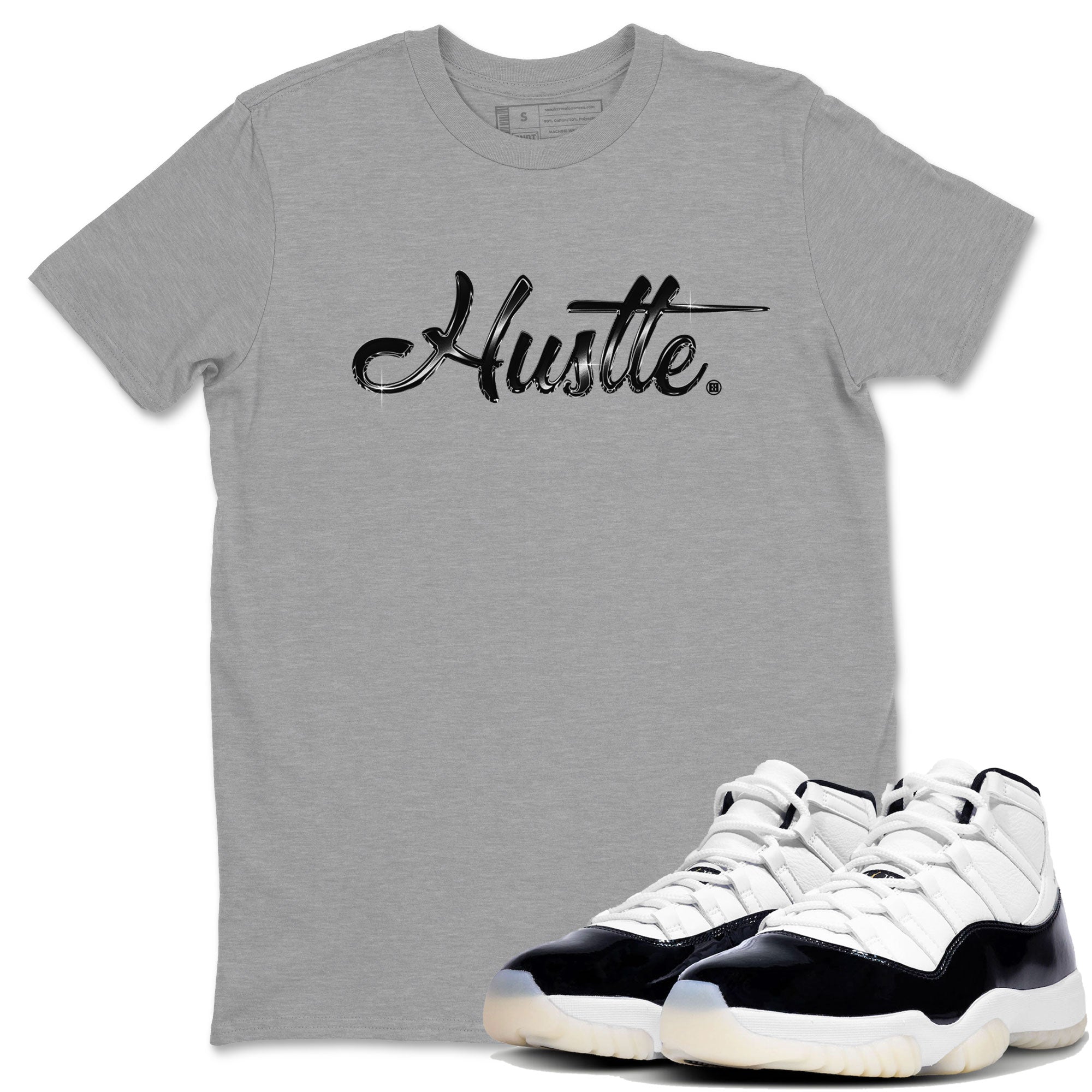 AJ11 Gratitude sneaker shirt to match jordans Hustle Chrome sneaker tees Air Jordan 11 Gratitude Drip Gear Zone Crew Neck unisex crew neck cotton Sneaker T-Shirt Heather Grey 1 T-Shirt