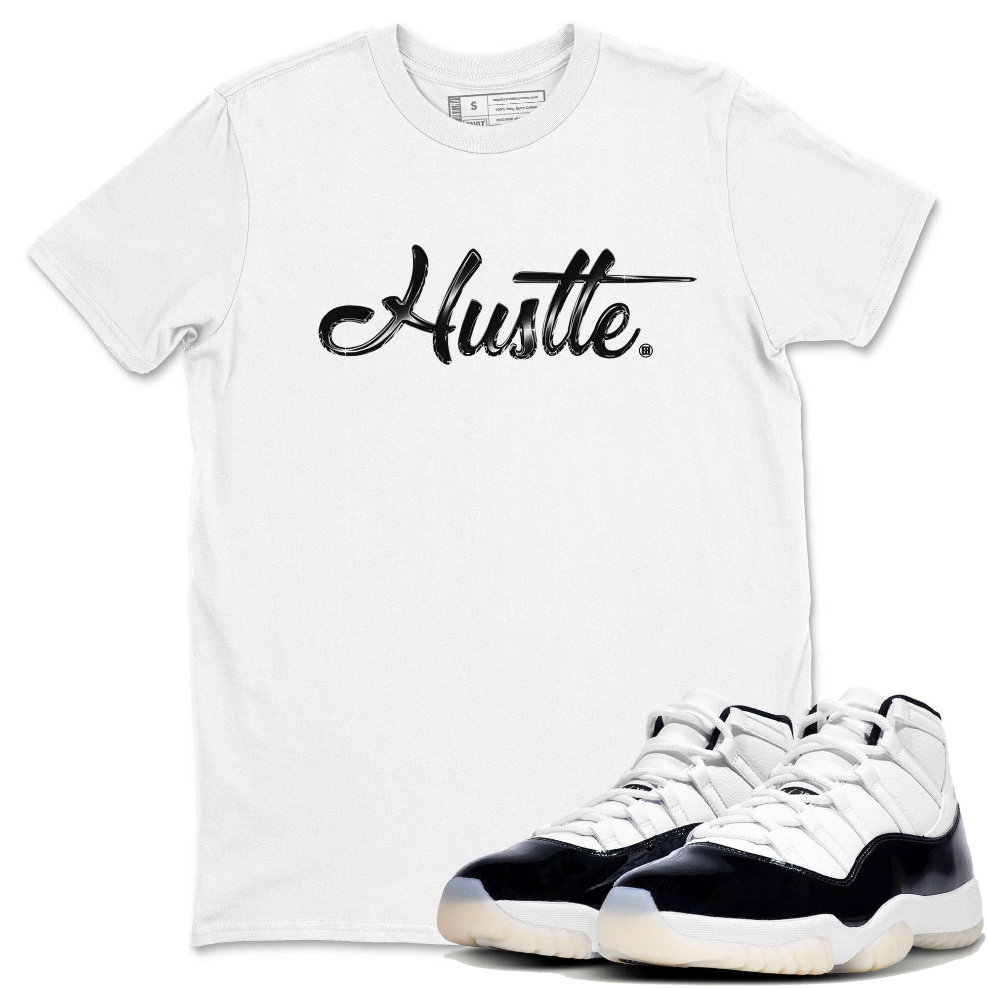 AJ11 Gratitude sneaker shirt to match jordans Hustle Chrome sneaker tees Air Jordan 11 Gratitude Drip Gear Zone Crew Neck unisex crew neck cotton Sneaker T-Shirt White 1 T-Shirt