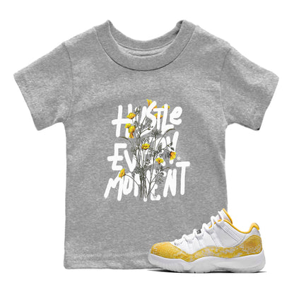 Air Jordan 11 Yellow Python Sneaker Match Tees Hustle Every Moment Streetwear Sneaker Shirt Air Jordan 11 Yellow Python Tees Kids Shirts Heather Grey 1