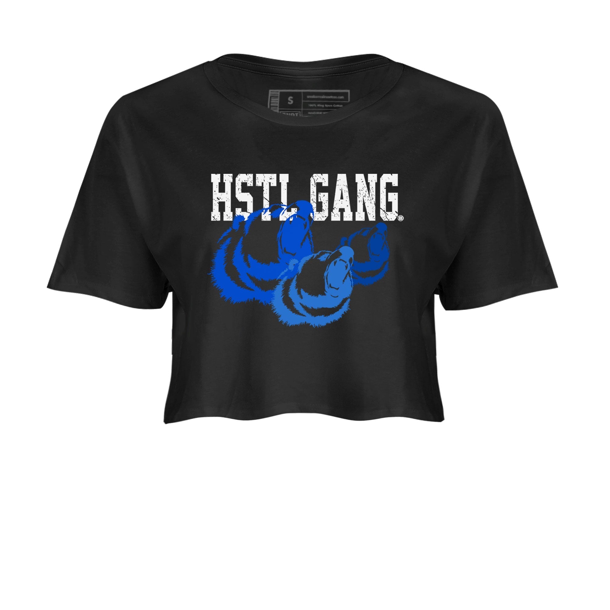 1s Royal Reimagined shirt to match jordans Hustle Gang sneaker tees Air Jordan 1 Royal Reimagined Drip Gear Zone Black 2 Crop T-Shirt