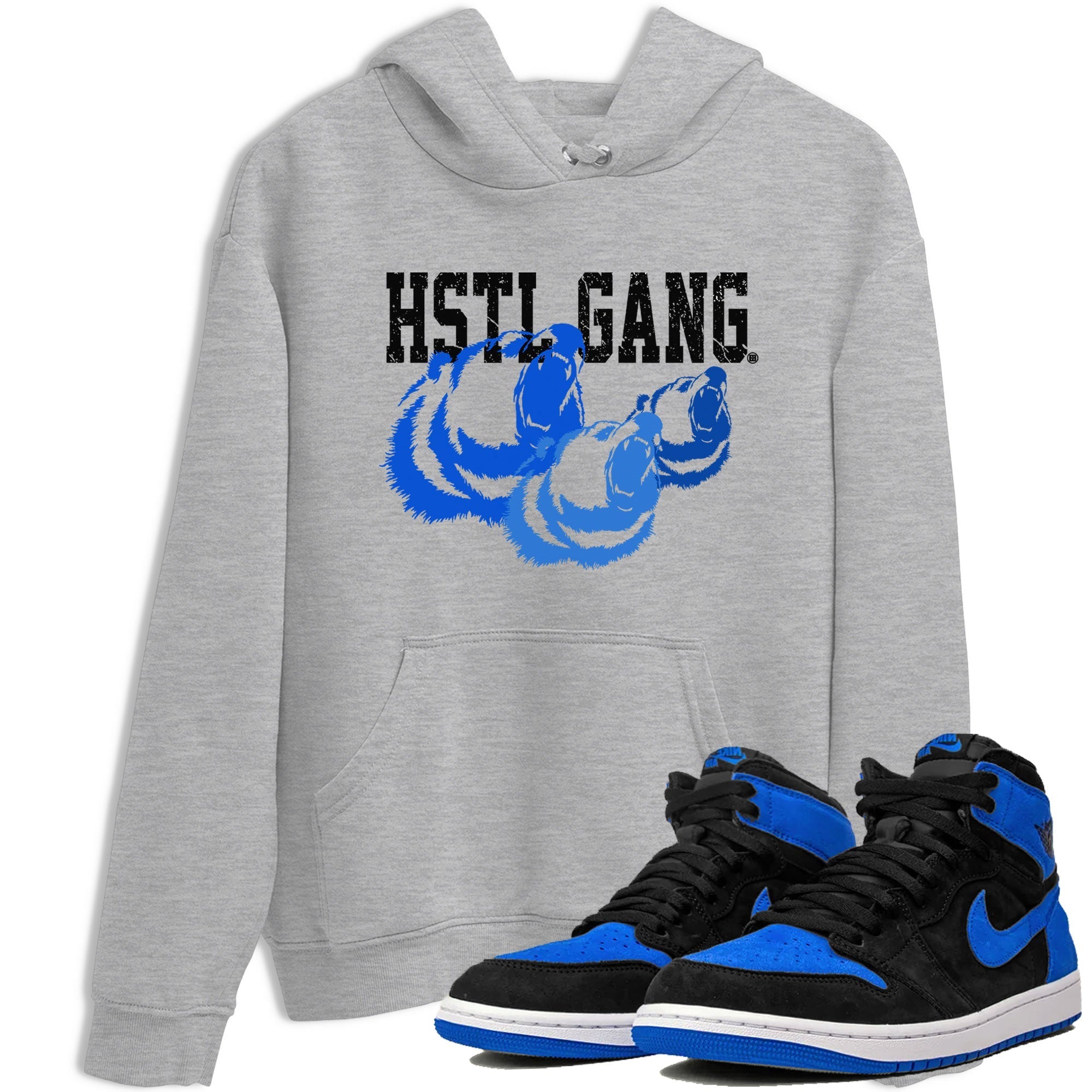 1s Royal Reimagined shirt to match jordans Hustle Gang sneaker tees Air Jordan 1 Royal Reimagined Drip Gear Zone Unisex Sneaker Tees and Sneaker Match T-Shirt Heather Grey 1 T-Shirt