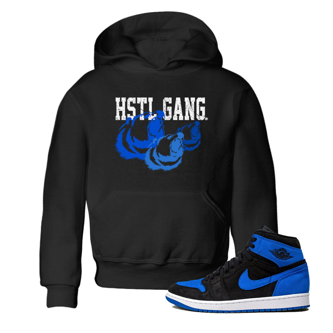 1s Royal Reimagined shirt to match jordans Hustle Gang sneaker tees Air Jordan 1 Royal Reimagined Drip Gear Zone Kids Baby Toddler sneaker shirts Black 1 T-Shirt