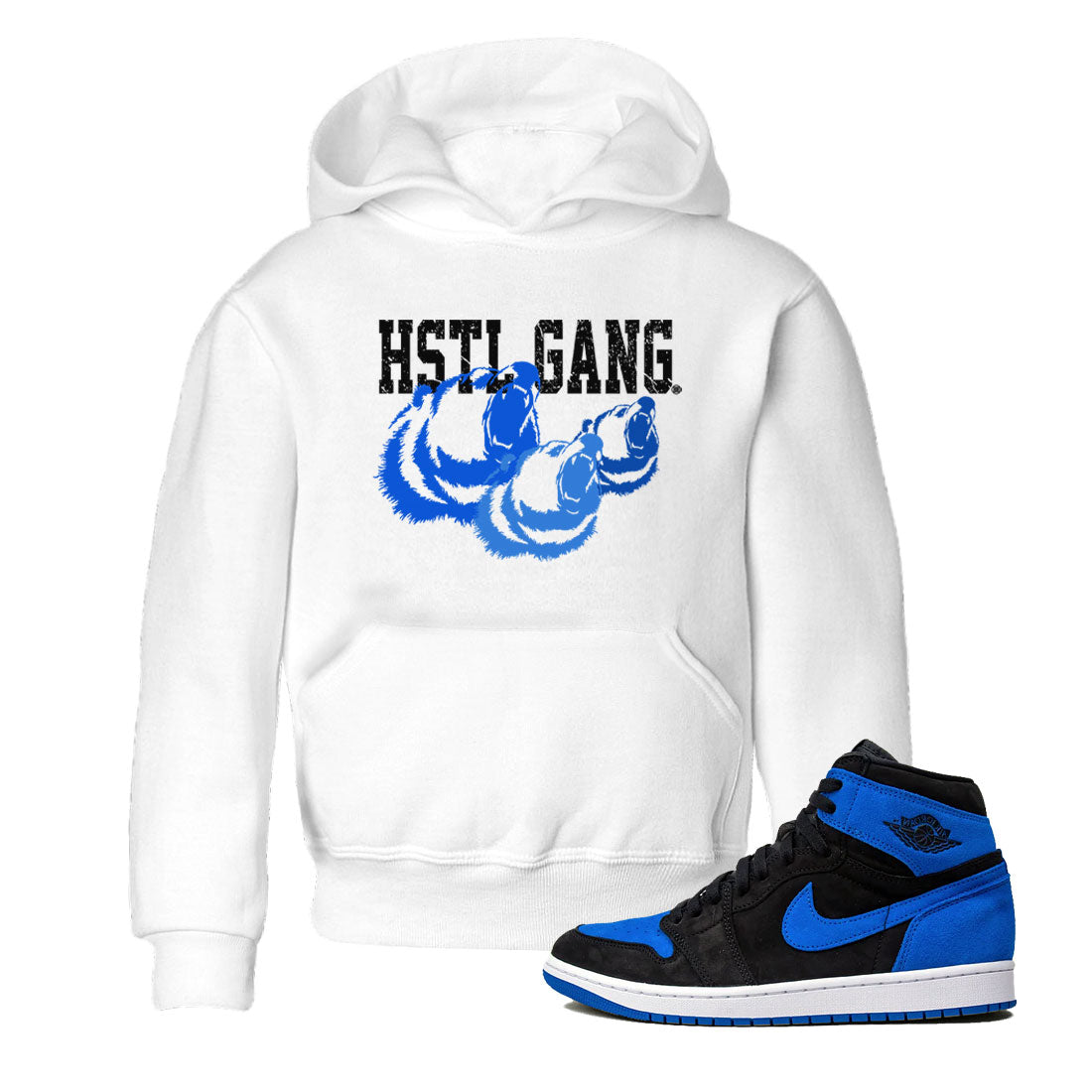 1s Royal Reimagined shirt to match jordans Hustle Gang sneaker tees Air Jordan 1 Royal Reimagined Drip Gear Zone Kids Baby Toddler sneaker shirts White 1 T-Shirt