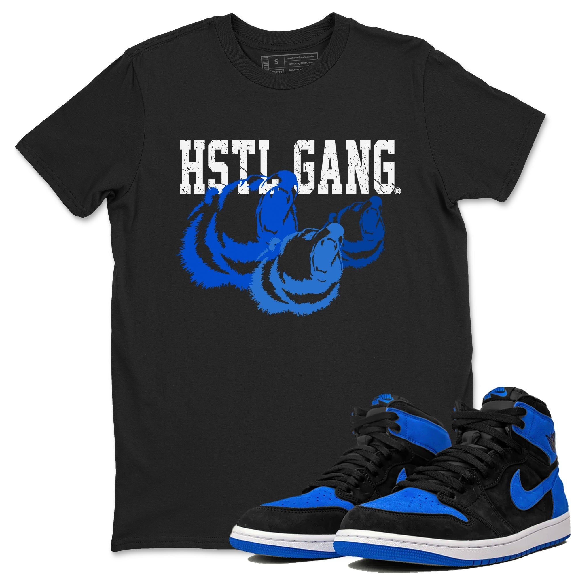 1s Royal Reimagined shirt to match jordans Hustle Gang sneaker tees Air Jordan 1 Royal Reimagined Drip Gear Zone Unisex Sneaker Tees and Sneaker Match T-Shirt Black 1 T-Shirt
