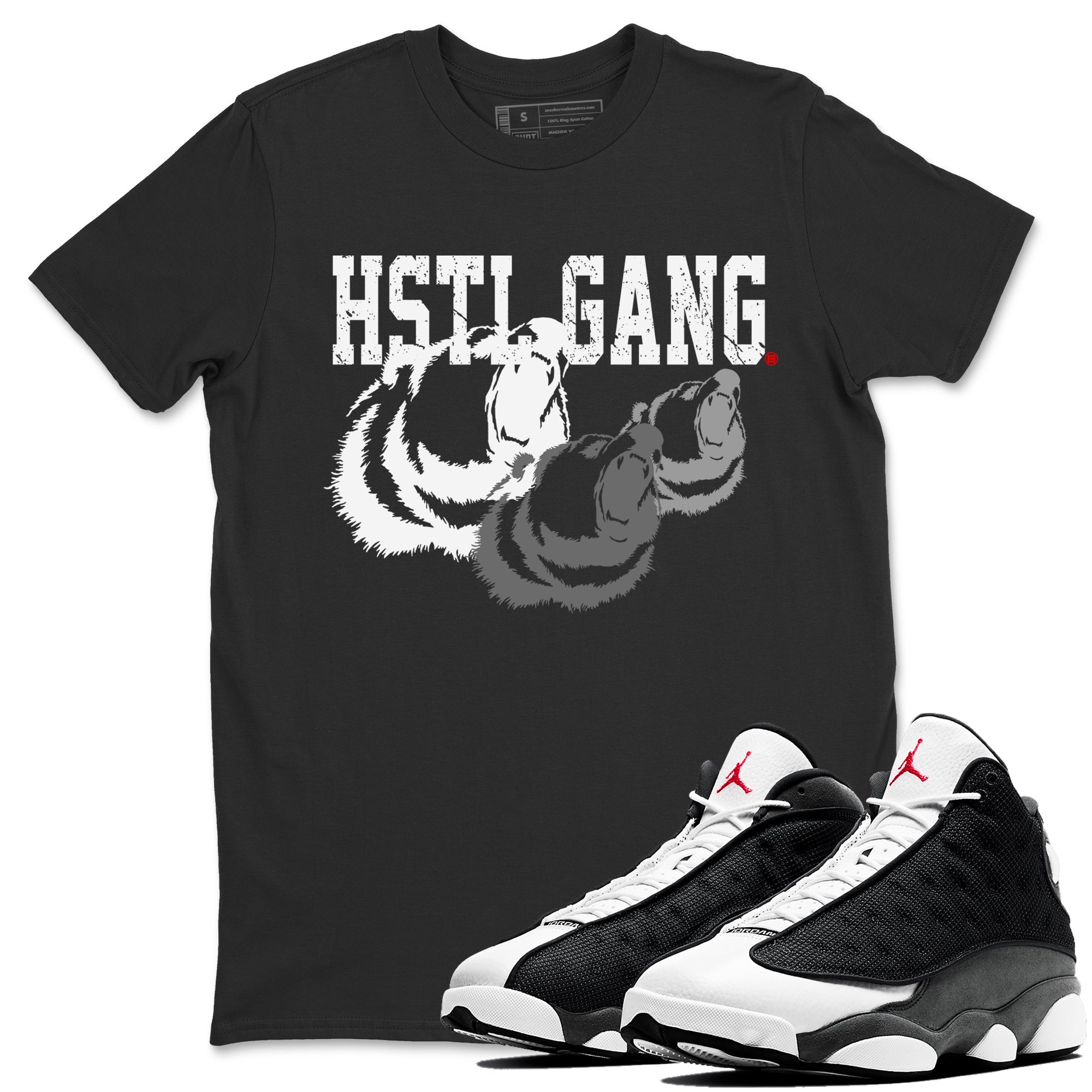 Air Jordan 13 Black Flint Sneaker Tees Drip Gear Zone Hustle Gang Sneaker Tees AJ13 Black Flint Shirt Unisex Shirts Black 1