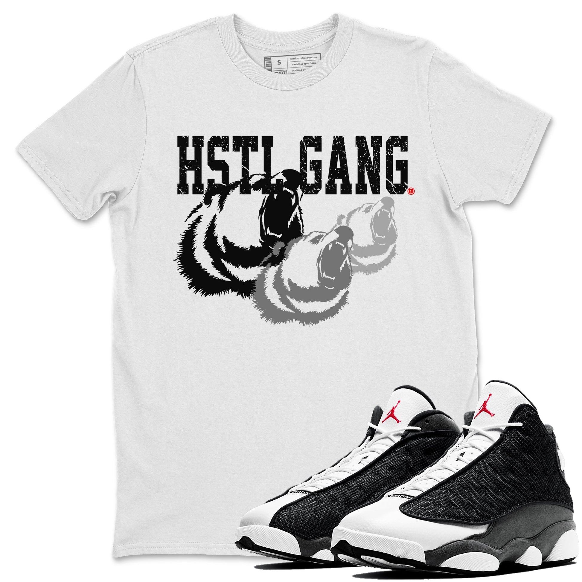 Air Jordan 13 Black Flint Sneaker Tees Drip Gear Zone Hustle Gang Sneaker Tees AJ13 Black Flint Shirt Unisex Shirts White 1
