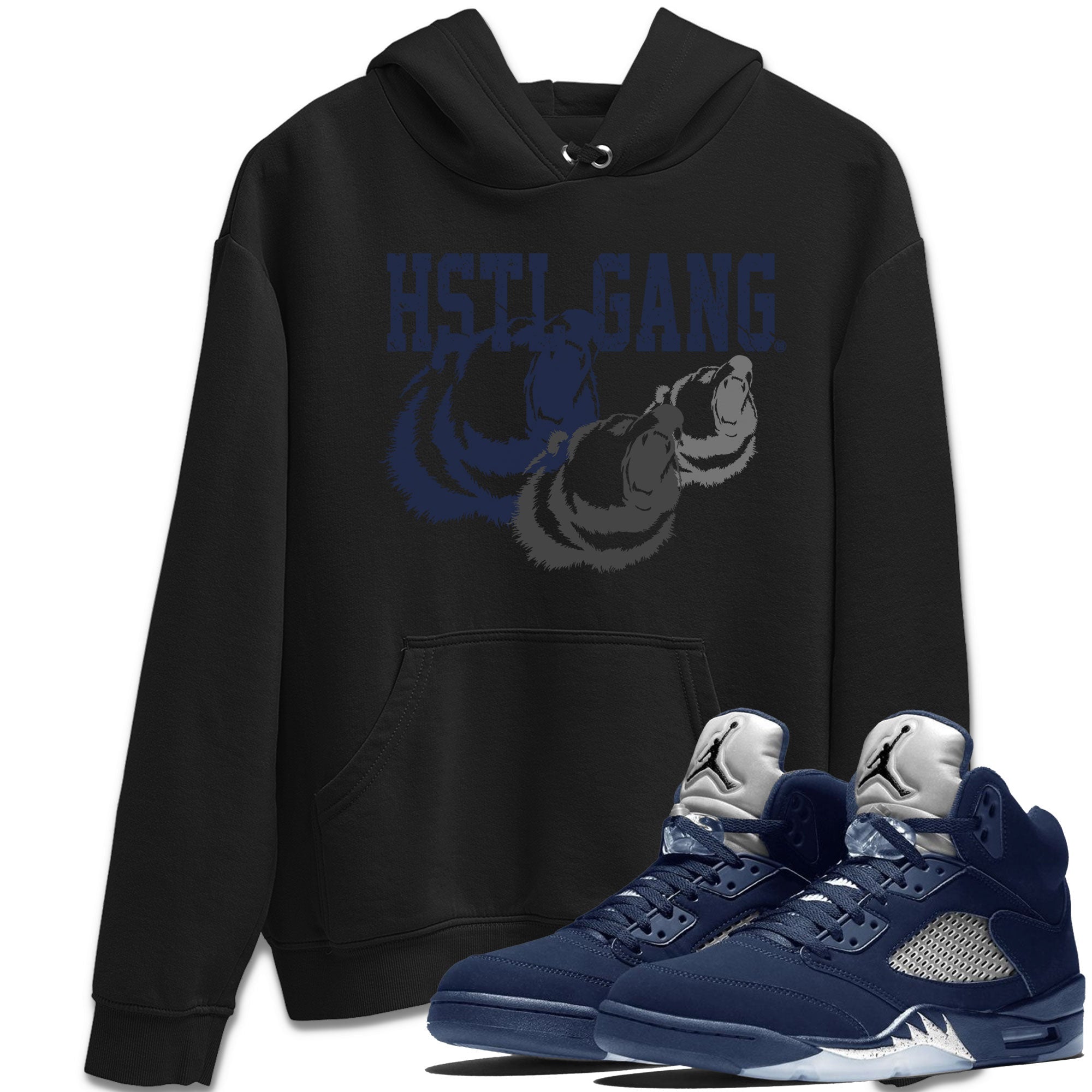 Georgetown 5s shirt to match jordans Hustle Gang Streetwear Sneaker Shirt Air Jordan 5 Retro Georgetown Drip Gear Zone Sneaker Matching Clothing Unisex Black 1 T-Shirt