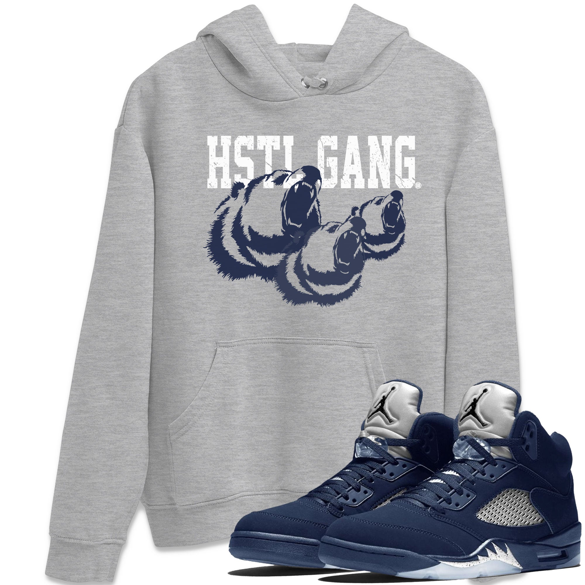 Georgetown 5s shirt to match jordans Hustle Gang Streetwear Sneaker Shirt Air Jordan 5 Retro Georgetown Drip Gear Zone Sneaker Matching Clothing Unisex Heather Grey 1 T-Shirt