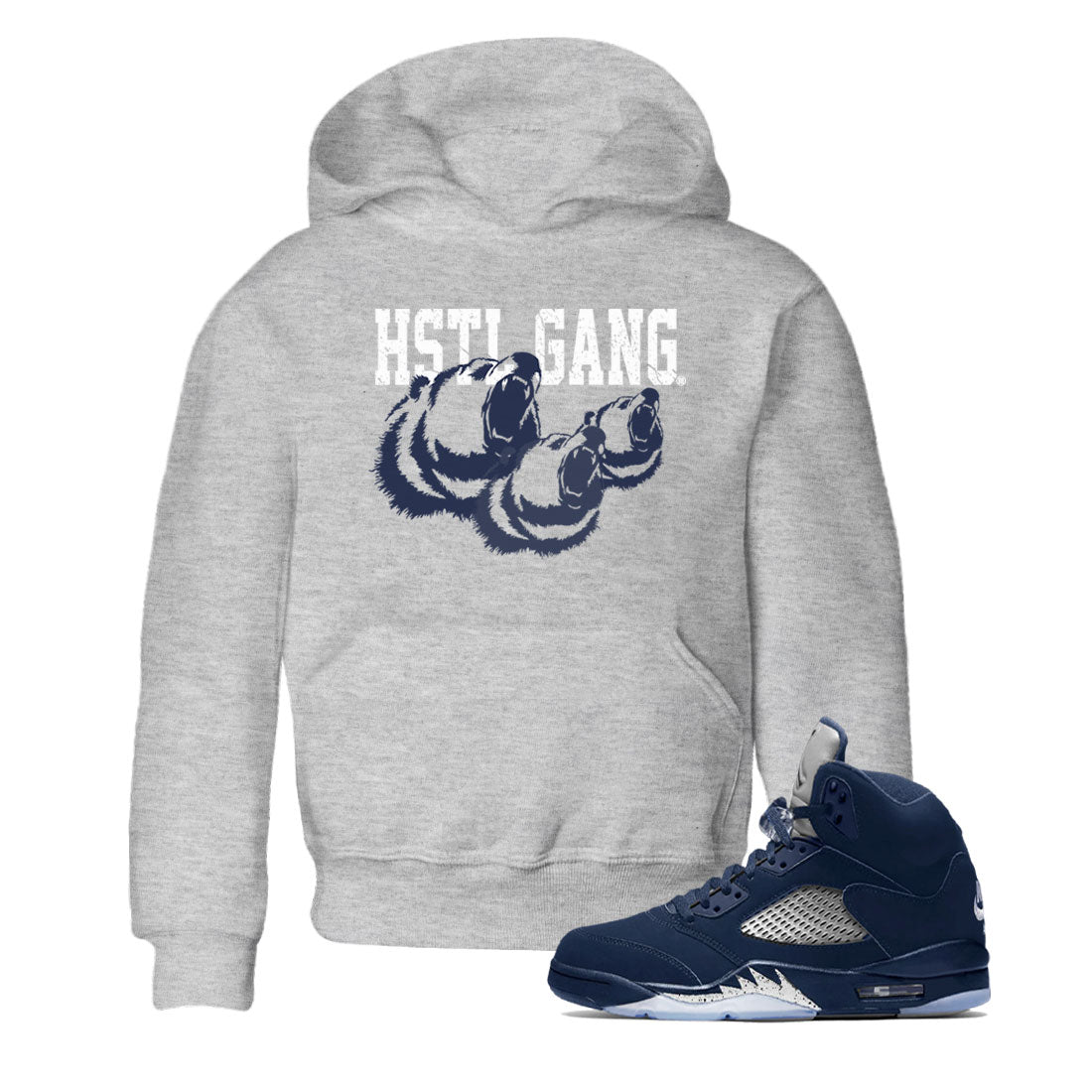 Georgetown 5s shirt to match jordans Hustle Gang Streetwear Sneaker Shirt Air Jordan 5 Retro Georgetown Drip Gear Zone Sneaker Matching Clothing Baby Toddler Heather Grey 1 T-Shirt