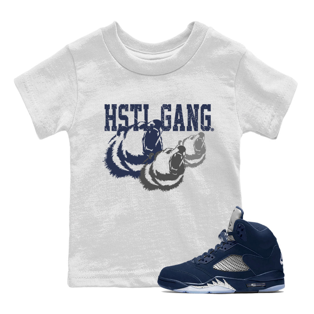 Georgetown 5s shirt to match jordans Hustle Gang Streetwear Sneaker Shirt Air Jordan 5 Retro Georgetown Drip Gear Zone Sneaker Matching Clothing Baby Toddler White 1 T-Shirt