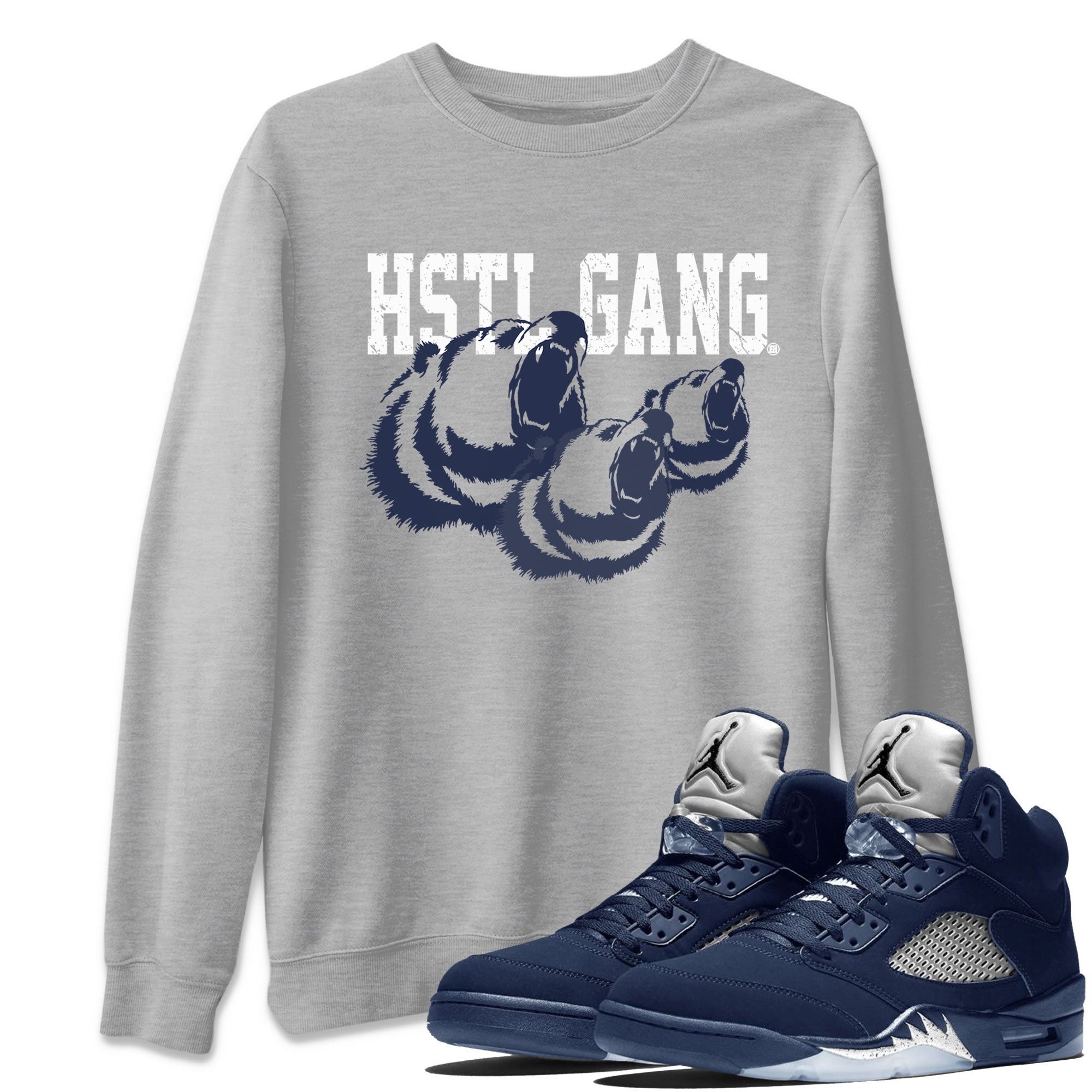 Georgetown 5s shirt to match jordans Hustle Gang Streetwear Sneaker Shirt Air Jordan 5 Retro Georgetown Drip Gear Zone Sneaker Matching Clothing Unisex Heather Grey 1 T-Shirt