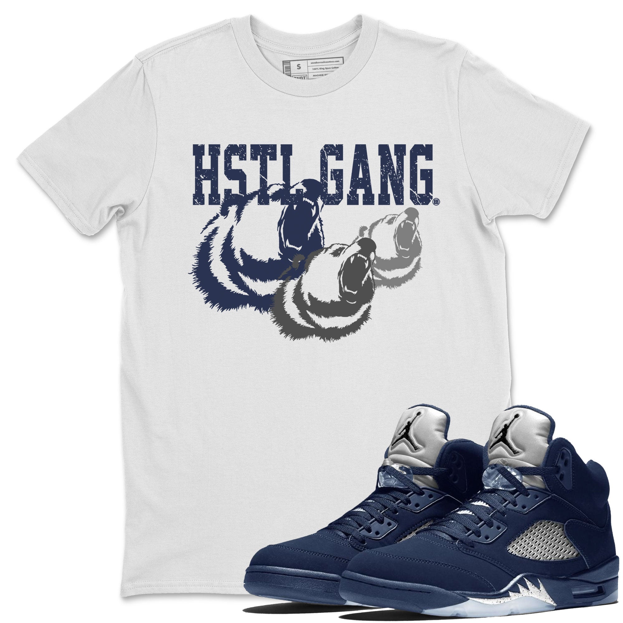 Georgetown 5s shirt to match jordans Hustle Gang Streetwear Sneaker Shirt Air Jordan 5 Retro Georgetown Drip Gear Zone Sneaker Matching Clothing Unisex White 1 T-Shirt