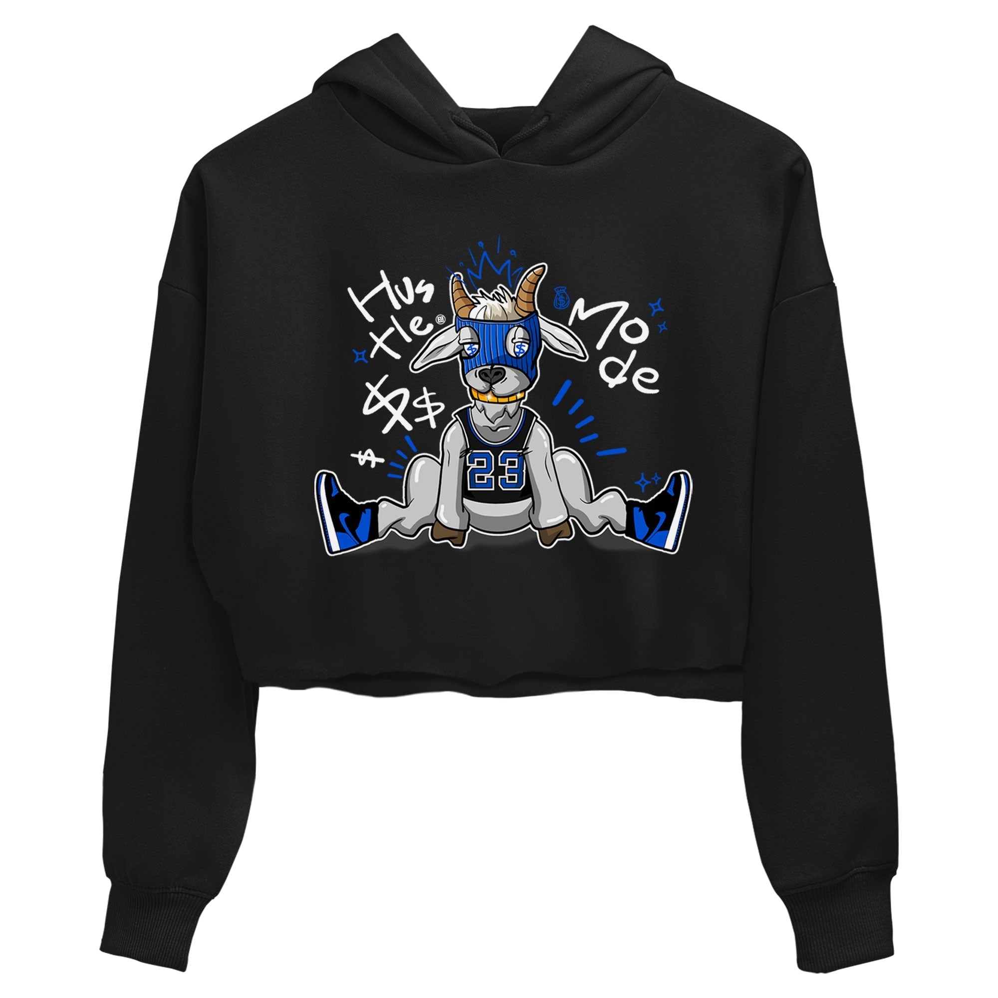 Jordan 1 Retro High OG Royal Reimagined shirt to match jordans Hustle Goat sneaker tees Air Jordan 1 Royal Reimagined Drip Gear Zones Black 2 Crop T-Shirt
