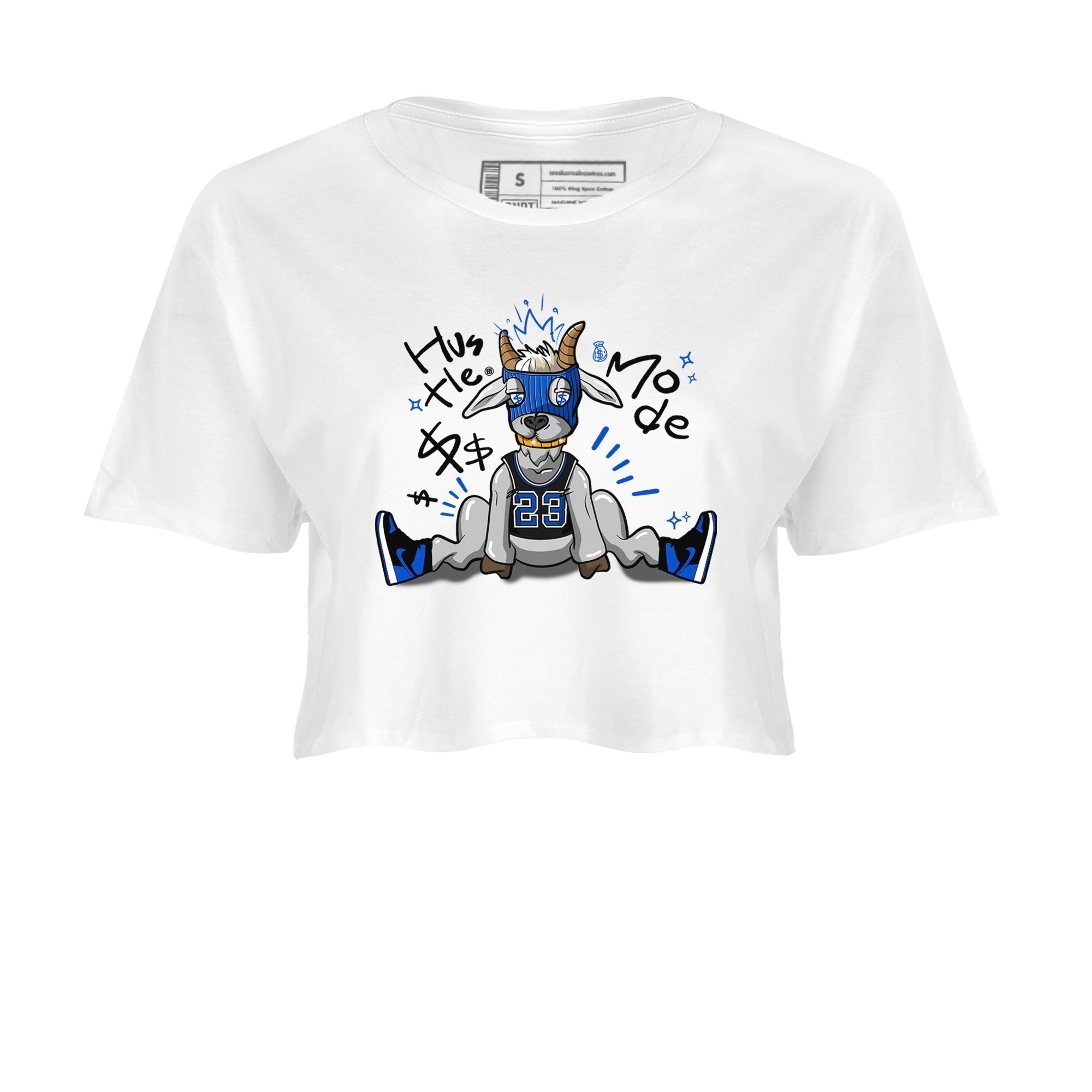 Jordan 1 Retro High OG Royal Reimagined shirt to match jordans Hustle Goat sneaker tees Air Jordan 1 Royal Reimagined Drip Gear Zones White 2 Crop T-Shirt