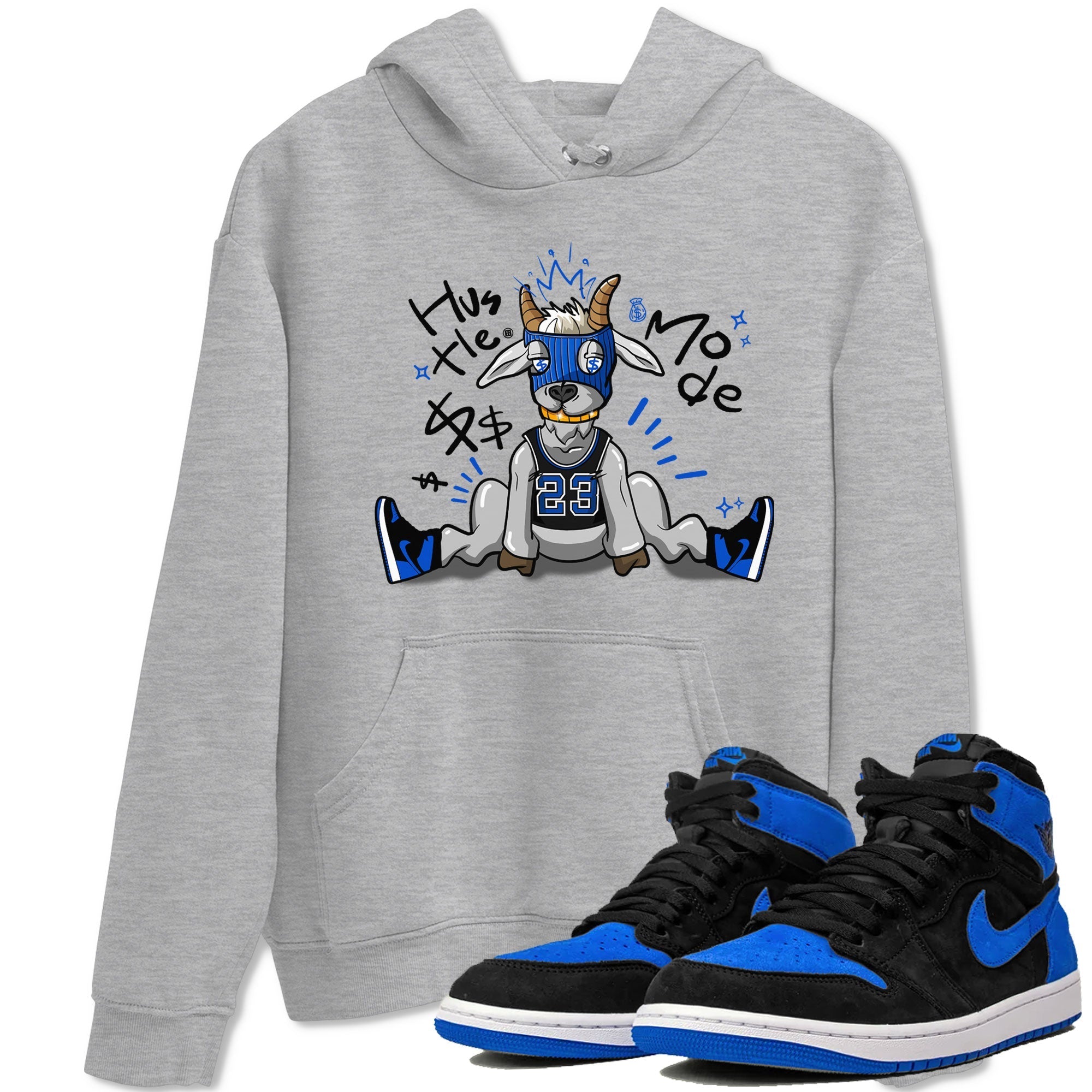 Jordan 1 Retro High OG Royal Reimagined shirt to match jordans Hustle Goat sneaker tees Air Jordan 1 Royal Reimagined Drip Gear Zones Unisex Sneaker Matching Clothes Heather Grey 1 T-Shirt
