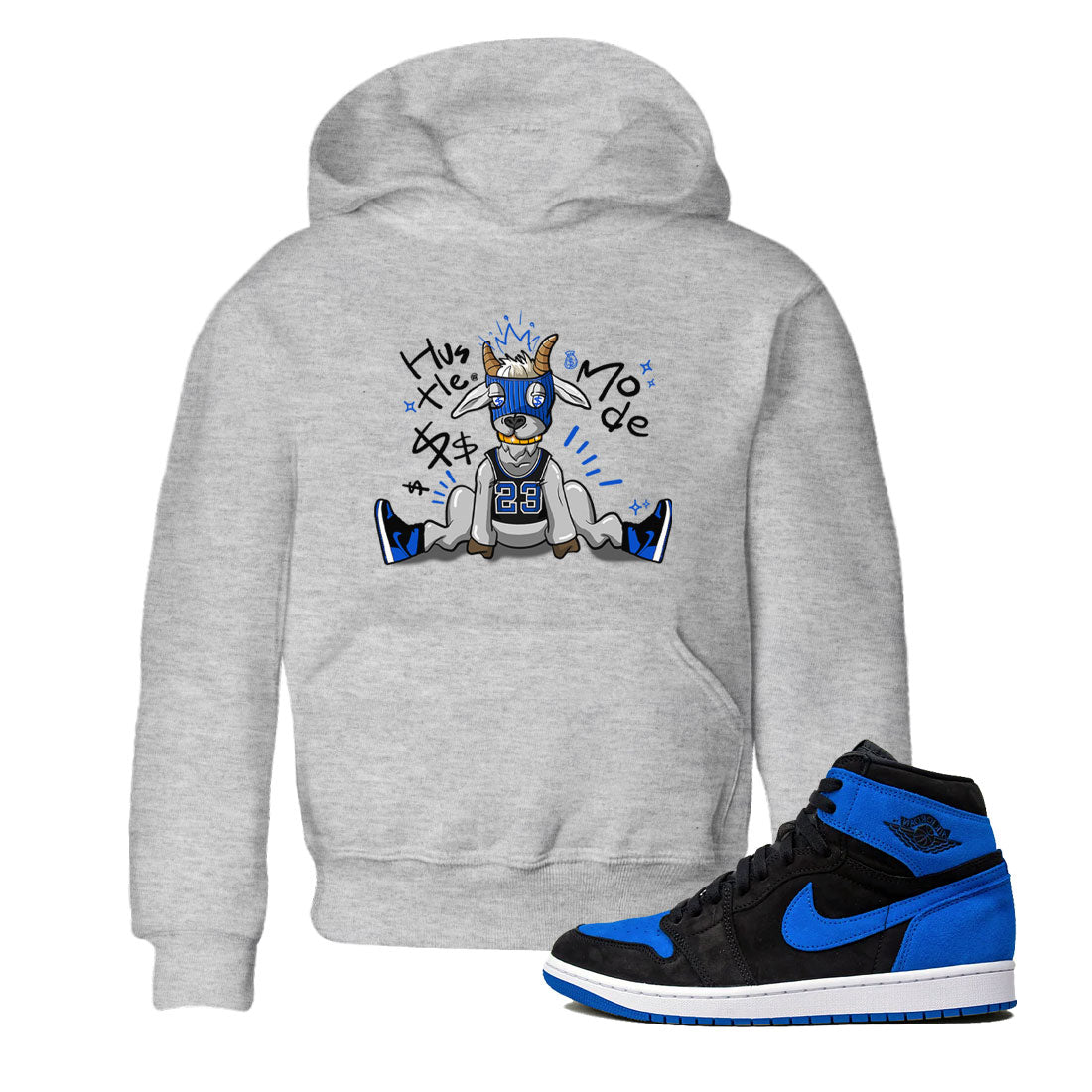 Jordan 1 Retro High OG Royal Reimagined shirt to match jordans Hustle Goat sneaker tees Air Jordan 1 Royal Reimagined Drip Gear Zones Baby Toddler Sneaker Matching Shirt Heather Grey 1 T-Shirt