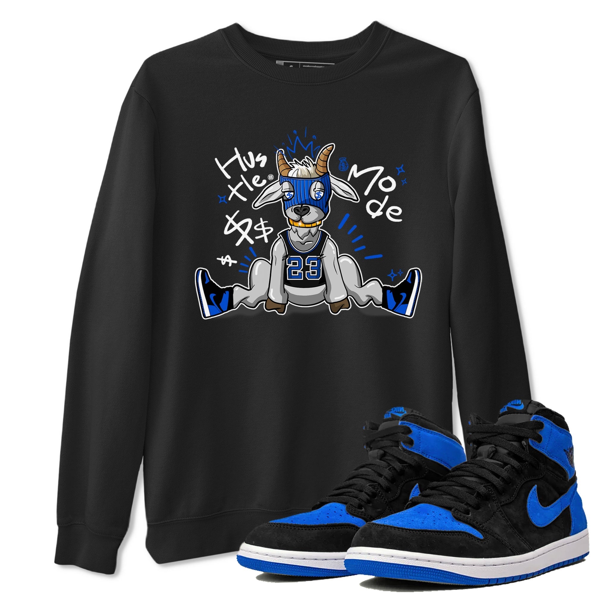 Jordan 1 Retro High OG Royal Reimagined shirt to match jordans Hustle Goat sneaker tees Air Jordan 1 Royal Reimagined Drip Gear Zones Unisex Sneaker Matching Clothes Black 1 T-Shirt