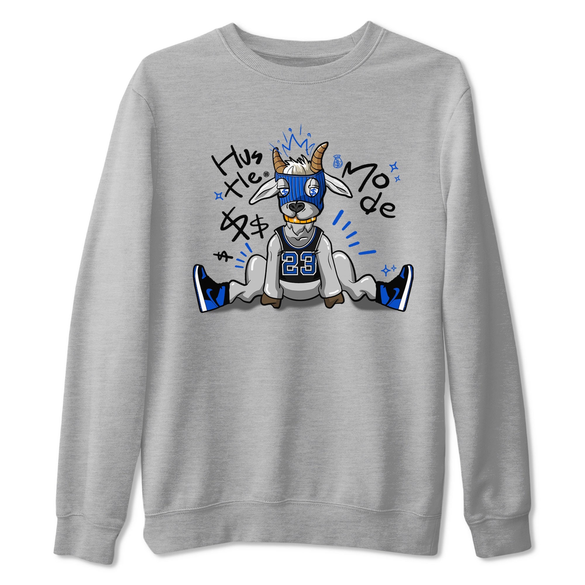 Jordan 1 Retro High OG Royal Reimagined shirt to match jordans Hustle Goat sneaker tees Air Jordan 1 Royal Reimagined Drip Gear Zones Unisex Sneaker Matching Clothes Heather Grey 2 T-Shirt