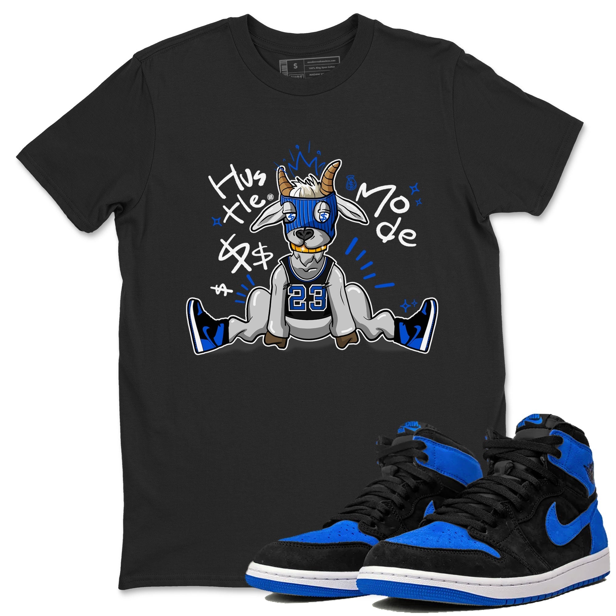 Jordan 1 Retro High OG Royal Reimagined shirt to match jordans Hustle Goat sneaker tees Air Jordan 1 Royal Reimagined Drip Gear Zones Unisex Sneaker Matching Clothes Black 1 T-Shirt