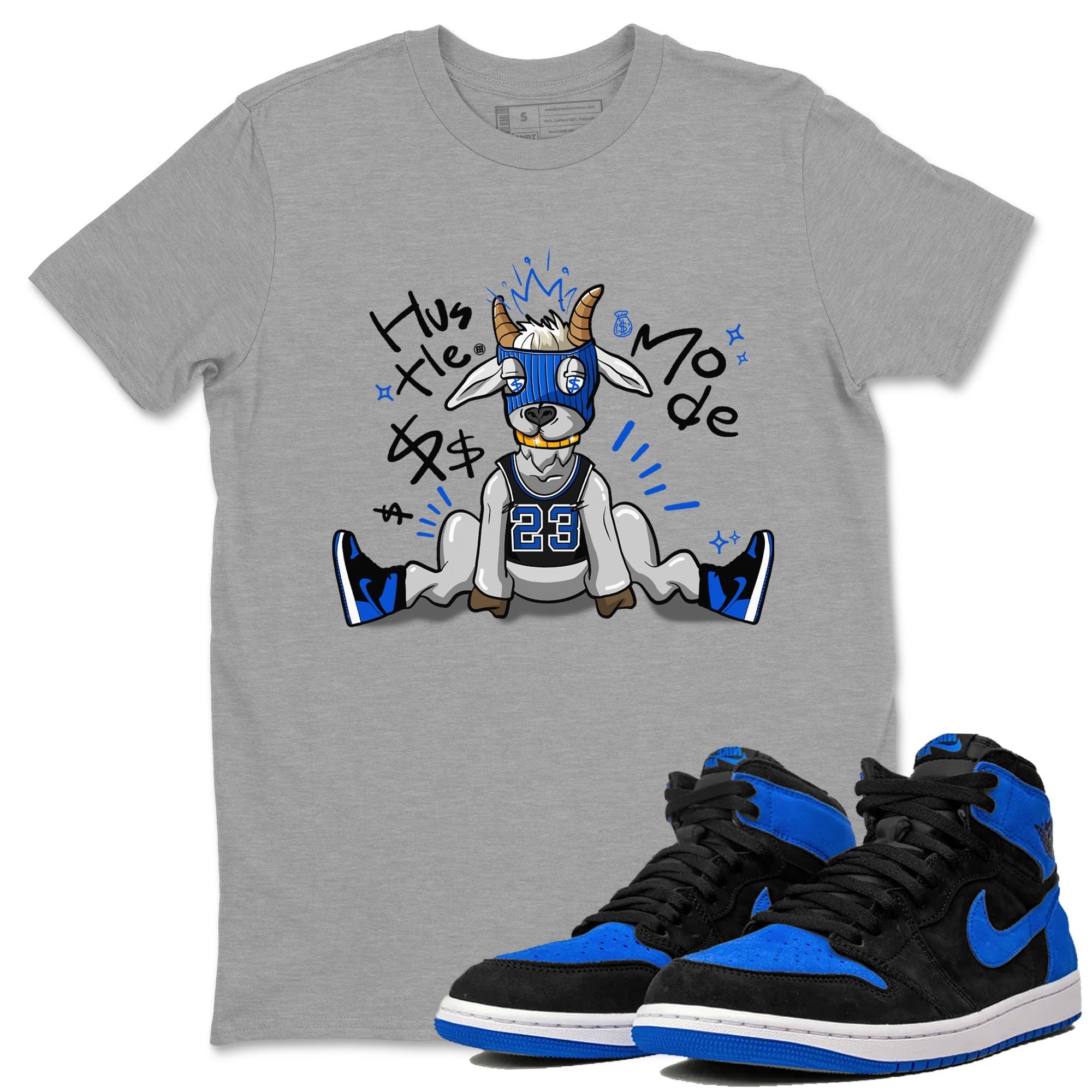Jordan 1 Retro High OG Royal Reimagined shirt to match jordans Hustle Goat sneaker tees Air Jordan 1 Royal Reimagined Drip Gear Zones Unisex Sneaker Matching Clothes Heather Grey 1 T-Shirt