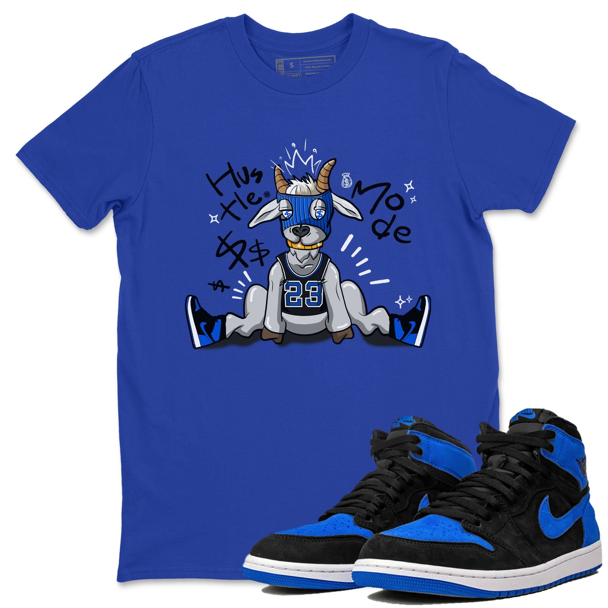 Jordan 1 Retro High OG Royal Reimagined shirt to match jordans Hustle Goat sneaker tees Air Jordan 1 Royal Reimagined Drip Gear Zones Unisex Sneaker Matching Clothes Royal Blue 1 T-Shirt