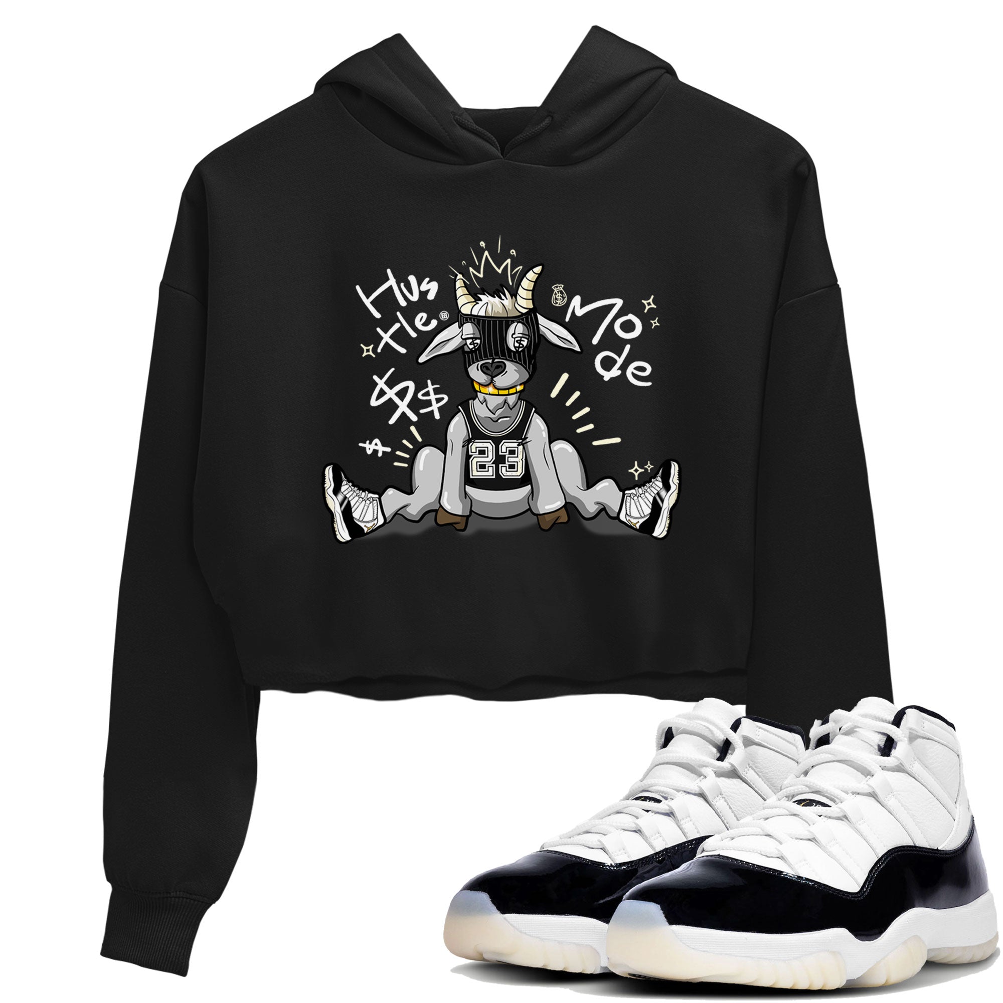 Air Jordan 11 Retro Gratitude shirt to match jordans Hustle Goat sneaker match tees Air Jordan 11 Gratitude Drip Gear Zone Black 1 Crop T-Shirt
