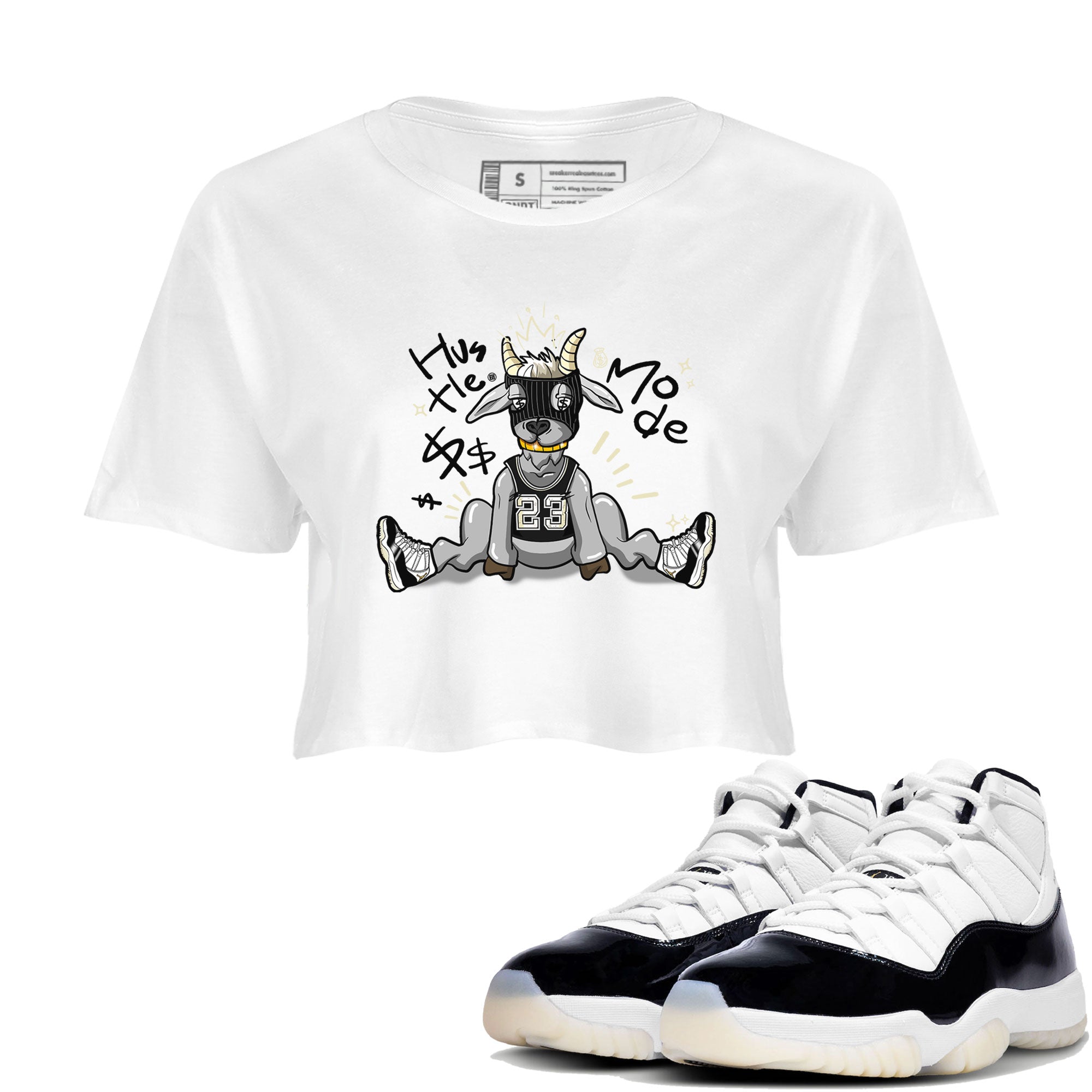 Air Jordan 11 Retro Gratitude shirt to match jordans Hustle Goat sneaker match tees Air Jordan 11 Gratitude Drip Gear Zone White 1 Crop T-Shirt