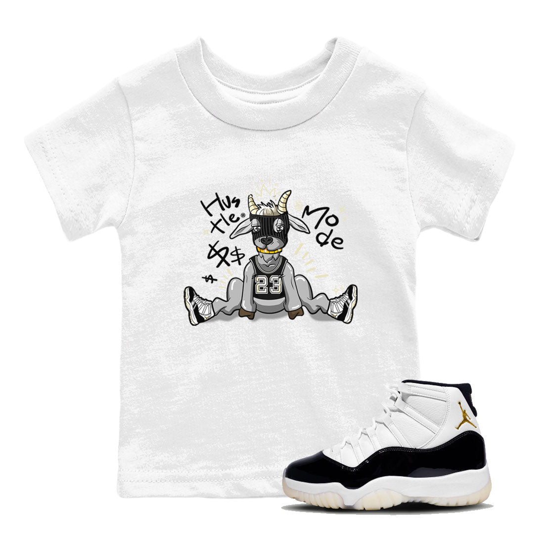 Air Jordan 11 Retro Gratitude shirt to match jordans Hustle Goat sneaker match tees Air Jordan 11 Gratitude Drip Gear Zone Baby Toddler White 1 T-Shirt