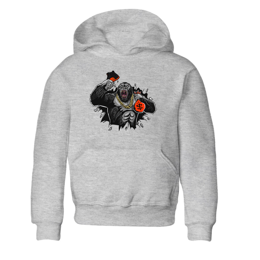 Air Jordan 12 Brilliant Orange Sneaker Match Tees Hustle Gorilla Sneaker Tees AJ12 Brilliant Orange Sneaker Release Tees Kids Shirts Heather Grey 2