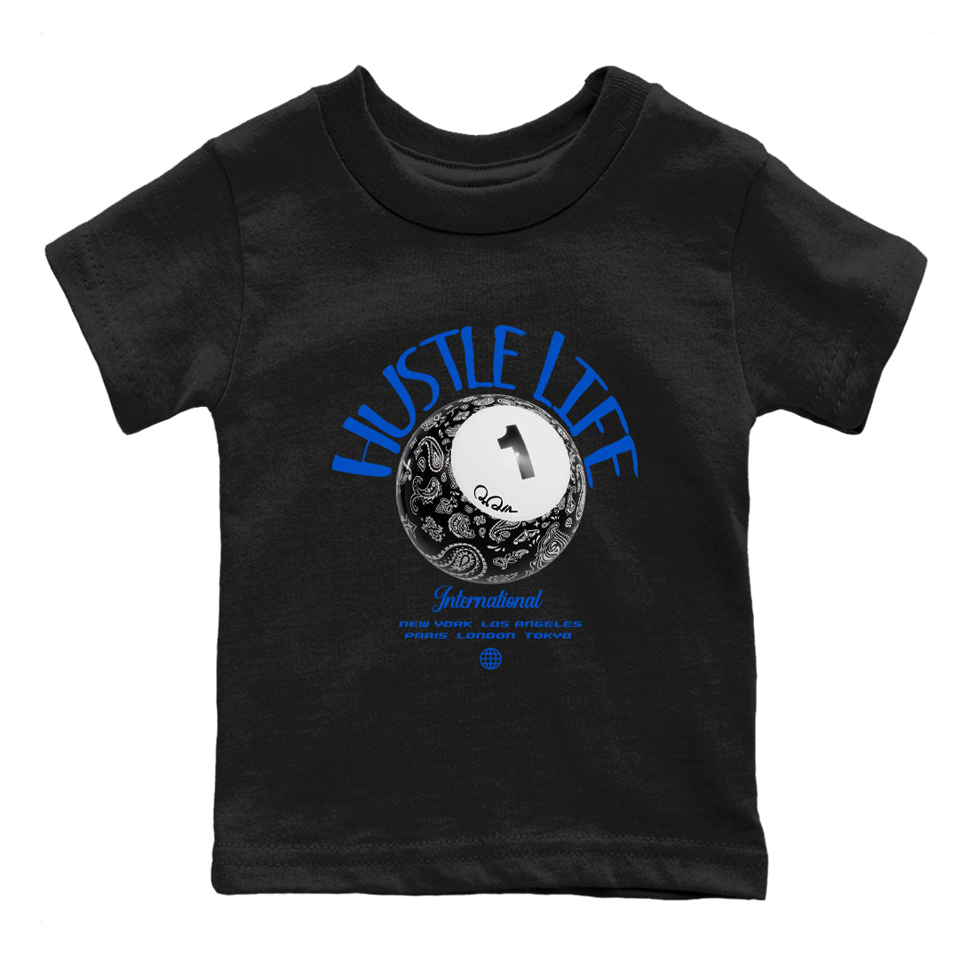 Air Jordan 1Royal Reimagined shirt to match jordans Hustle Life sneaker tees AJ1Royal Reimagined Drip Gear Zone Kids Baby Toddler sneaker shirts Black 2 T-Shirt