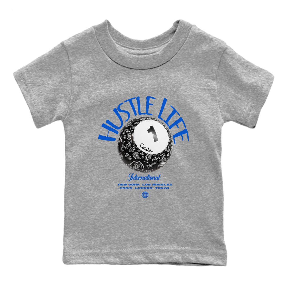 Air Jordan 1Royal Reimagined shirt to match jordans Hustle Life sneaker tees AJ1Royal Reimagined Drip Gear Zone Kids Baby Toddler sneaker shirts Heather Grey 2 T-Shirt