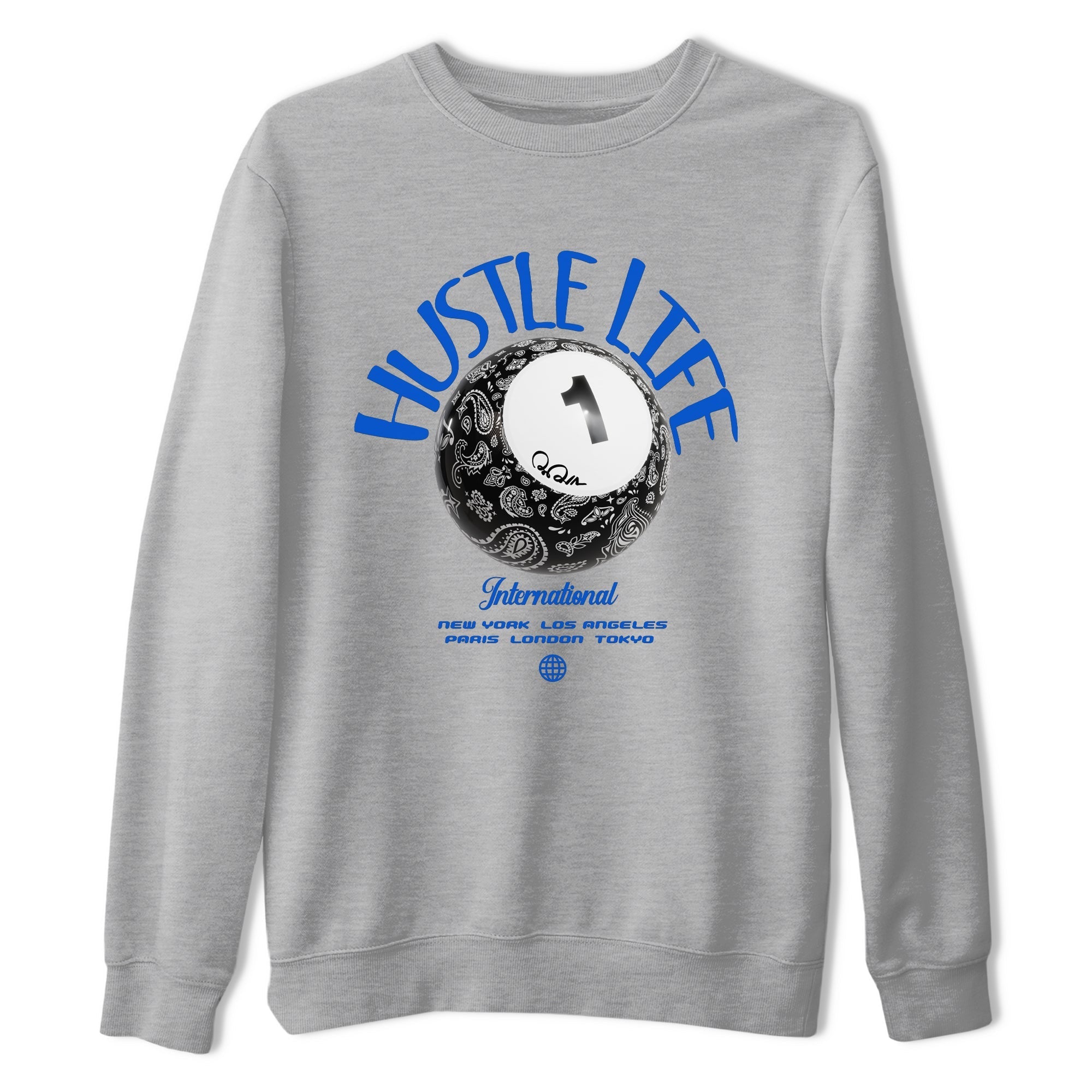 Air Jordan 1Royal Reimagined shirt to match jordans Hustle Life sneaker tees AJ1Royal Reimagined Drip Gear Zone Unisex Sneaker Tees and Sneaker Match T-Shirt Heather Grey 2 T-Shirt