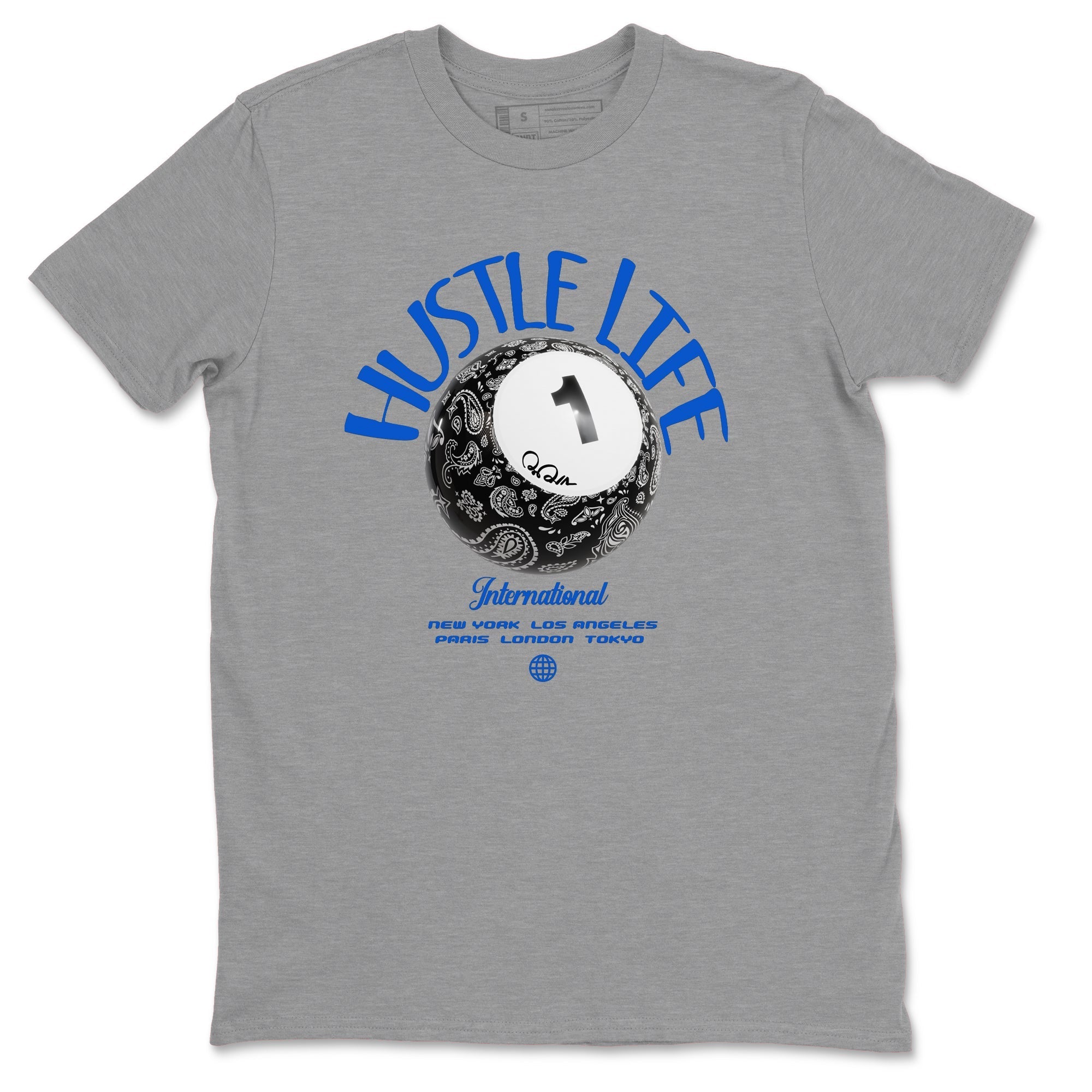 Air Jordan 1Royal Reimagined shirt to match jordans Hustle Life sneaker tees AJ1Royal Reimagined Drip Gear Zone Unisex Sneaker Tees and Sneaker Match T-Shirt Heather Grey 2 T-Shirt