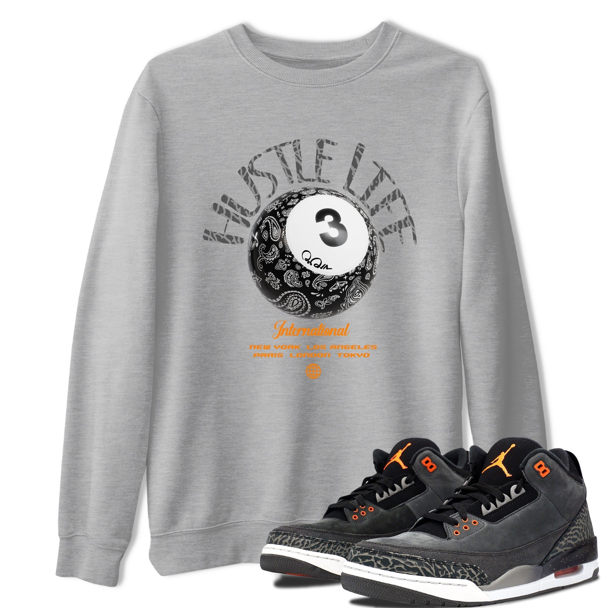 Air Jordan 3 Fear shirt to match jordans Hustle Life sneaker tees AJ3 Fear Drip Gear Zone Unisex Heather Grey 1 T-Shirt