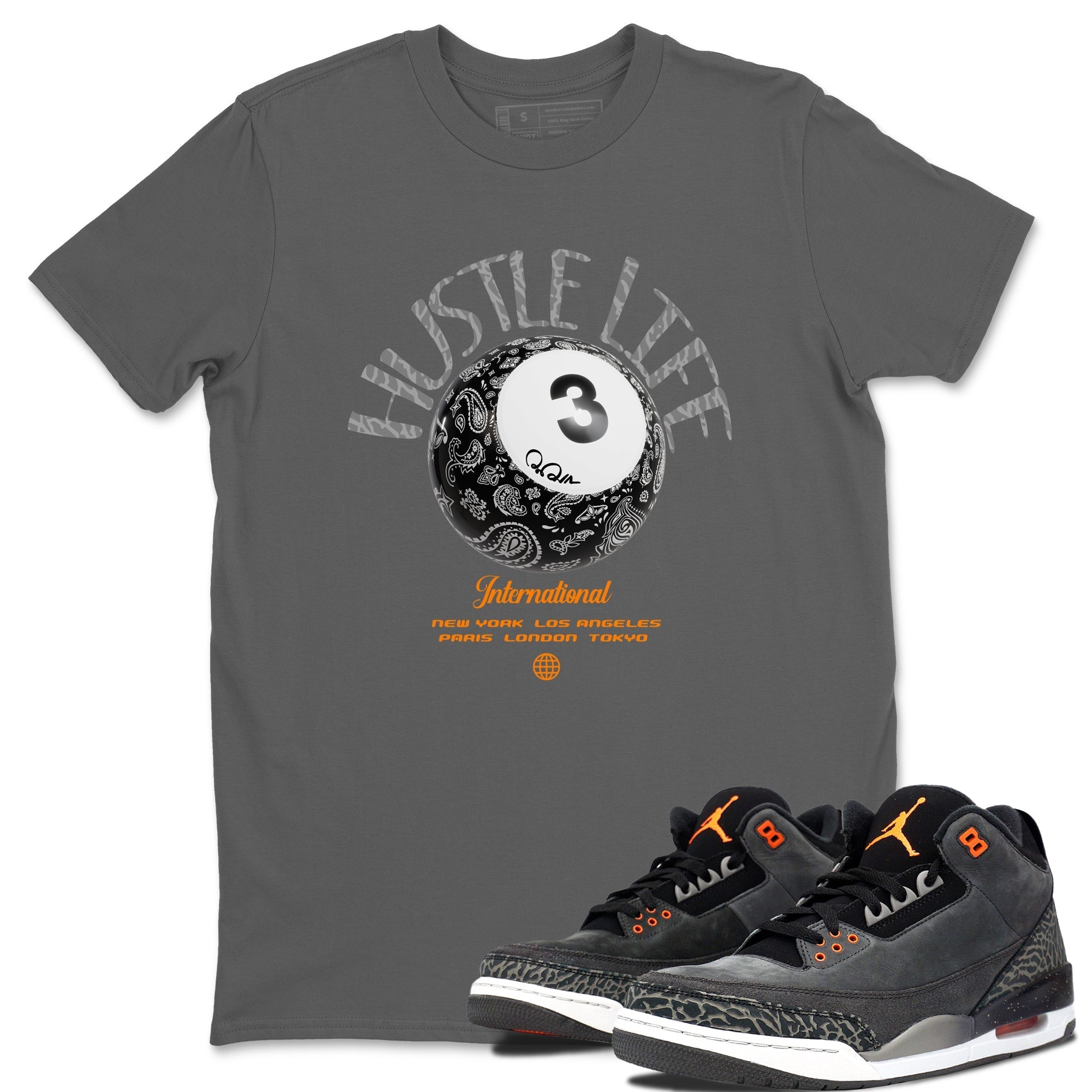 Air Jordan 3 Fear shirt to match jordans Hustle Life sneaker tees AJ3 Fear Drip Gear Zone Unisex Cool Grey 1 T-Shirt