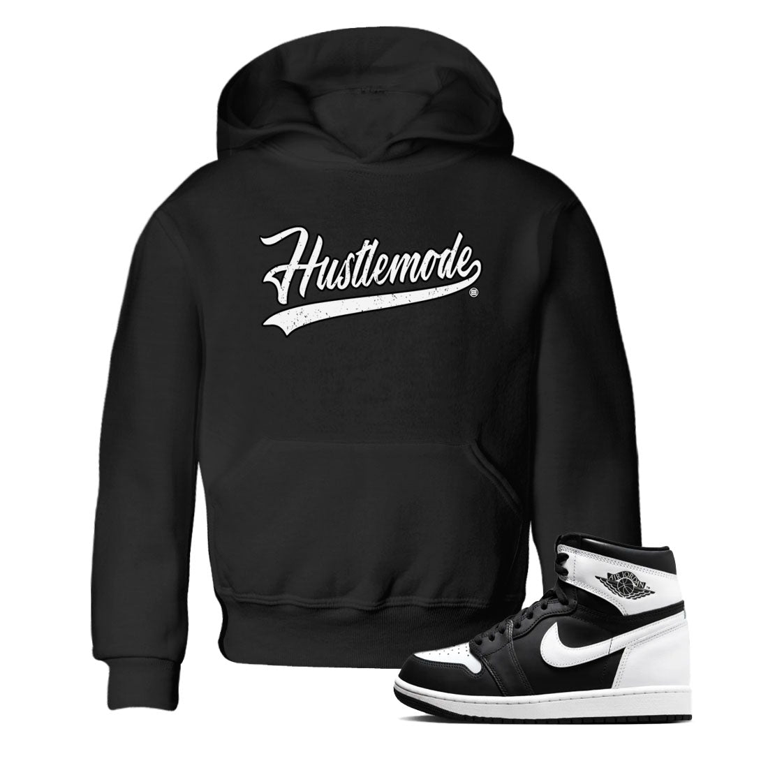 Air Jordan 1 High OG Black White shirt to match jordans streetwear brand Hustle Mode sneaker tees 1s Black White Drip Gear Zone baby toddler Black 1 cotton Shirt
