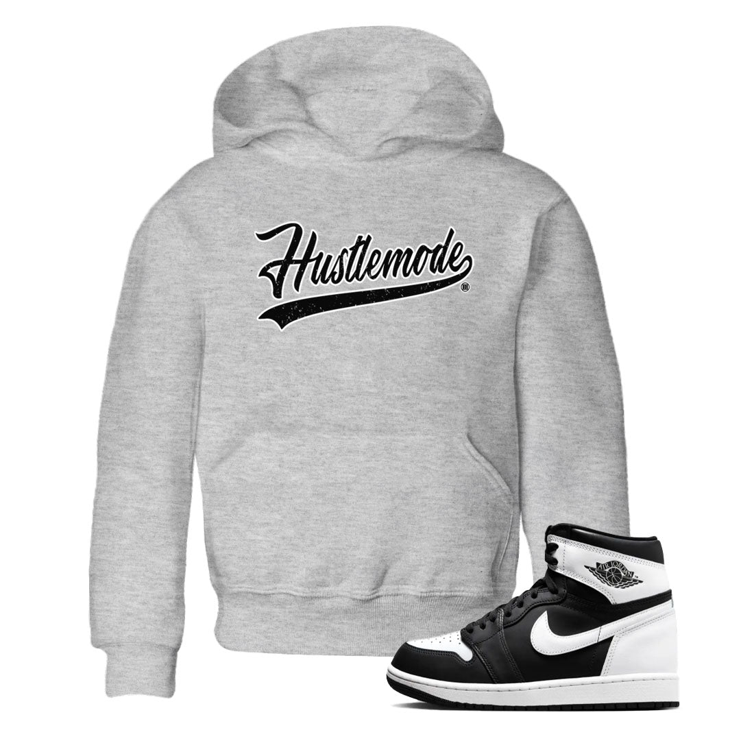 Air Jordan 1 High OG Black White shirt to match jordans streetwear brand Hustle Mode sneaker tees 1s Black White Drip Gear Zone baby toddler Heather Grey 1 cotton Shirt