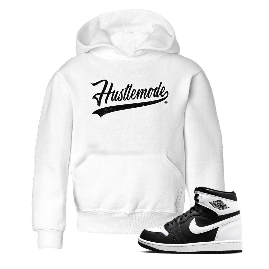 Air Jordan 1 High OG Black White shirt to match jordans streetwear brand Hustle Mode sneaker tees 1s Black White Drip Gear Zone baby toddler White 1 cotton Shirt