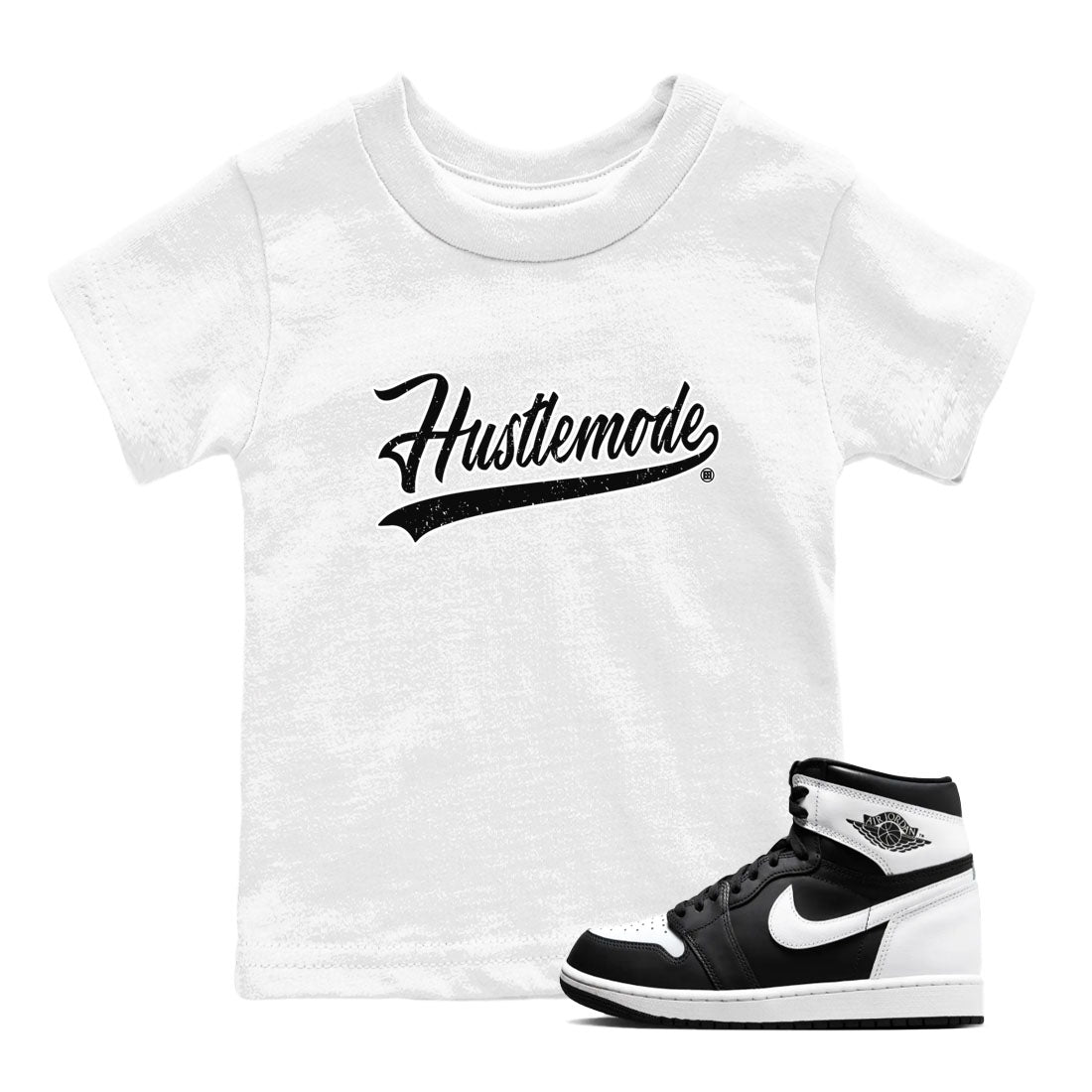 Air Jordan 1 High OG Black White shirt to match jordans streetwear brand Hustle Mode sneaker tees 1s Black White Drip Gear Zone baby toddler White 1 cotton Shirt