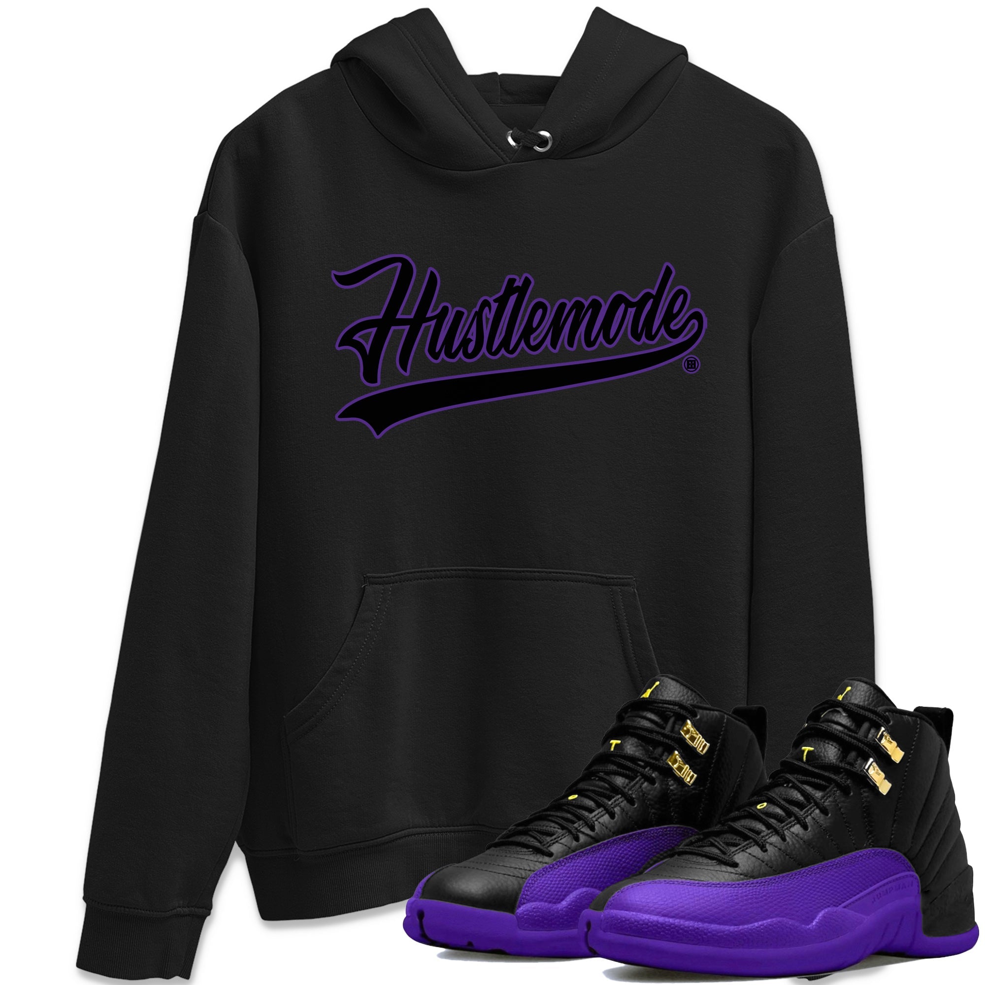 Air Jordan 12 Field Purple Sneaker Match Tees Hustle Mode Sneaker Tees Jordan 12 Field Purple Sneaker Release Tees Unisex Shirts Black 1